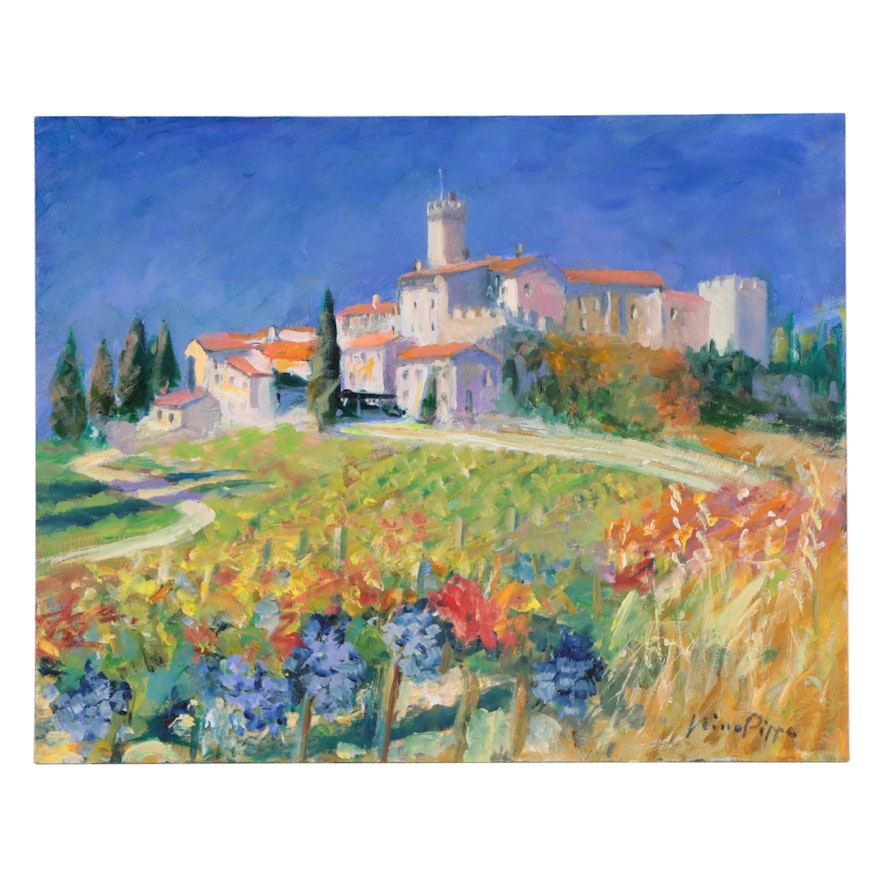 Nino Pippa Oil Painting "Wine Country - Tuscany - Castello Banfi," 2015