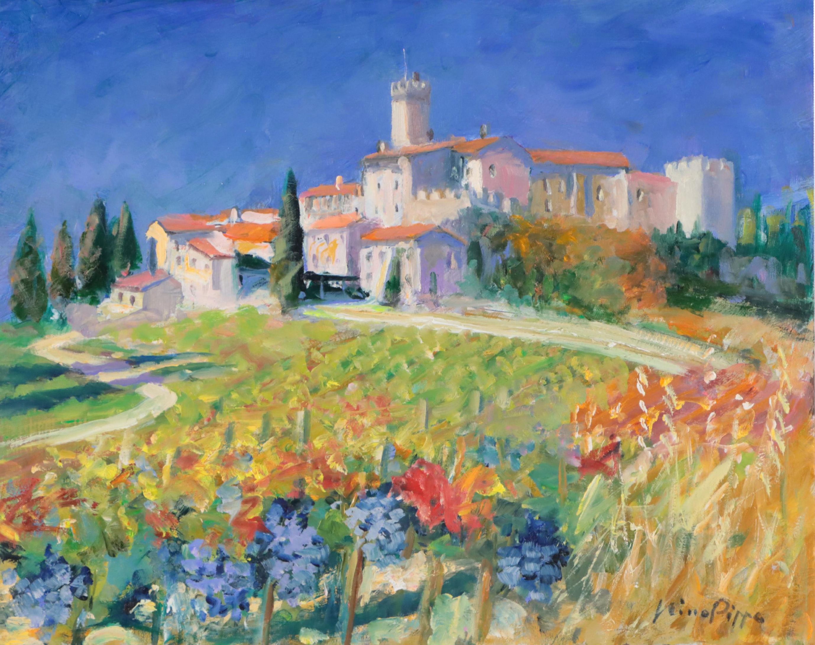 Nino Pippa Oil Painting "Wine Country - Tuscany - Castello Banfi," 2015