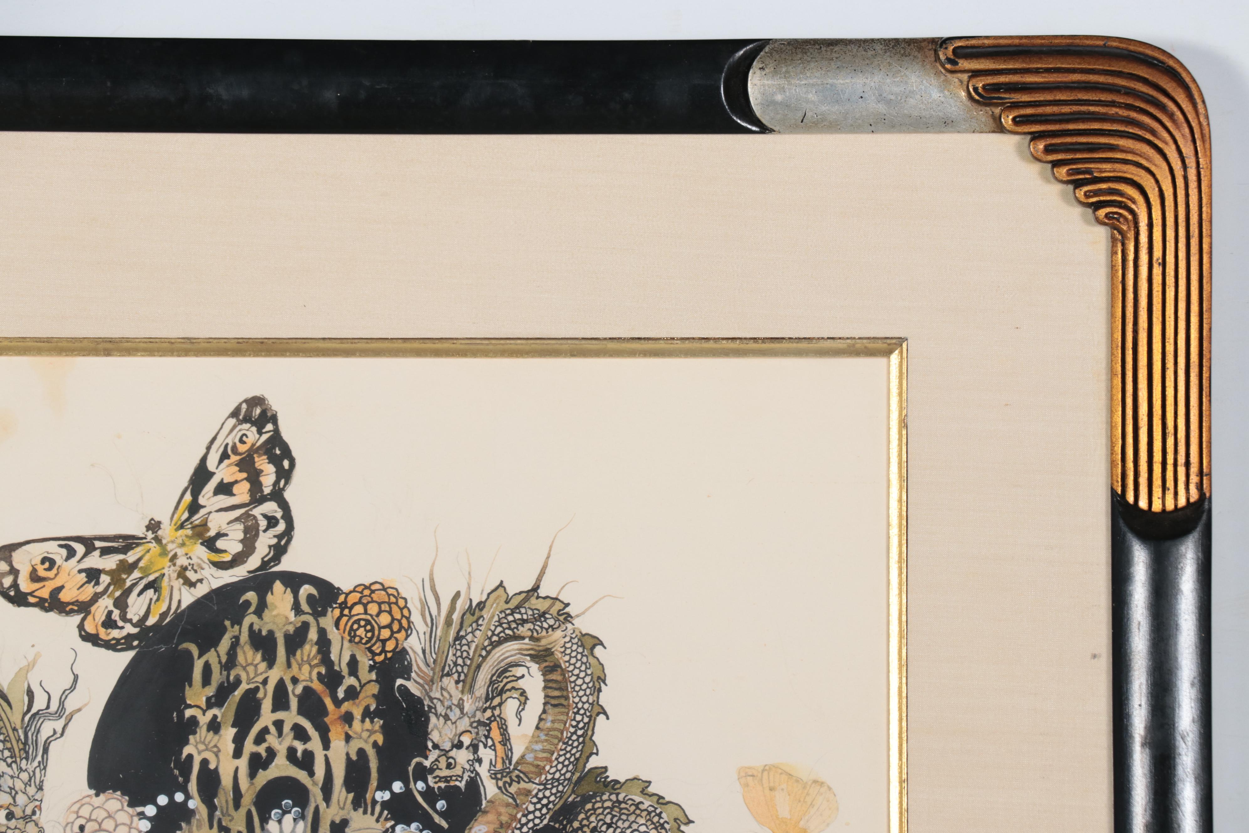 Stylized Watercolor Painting of Figure, 1971