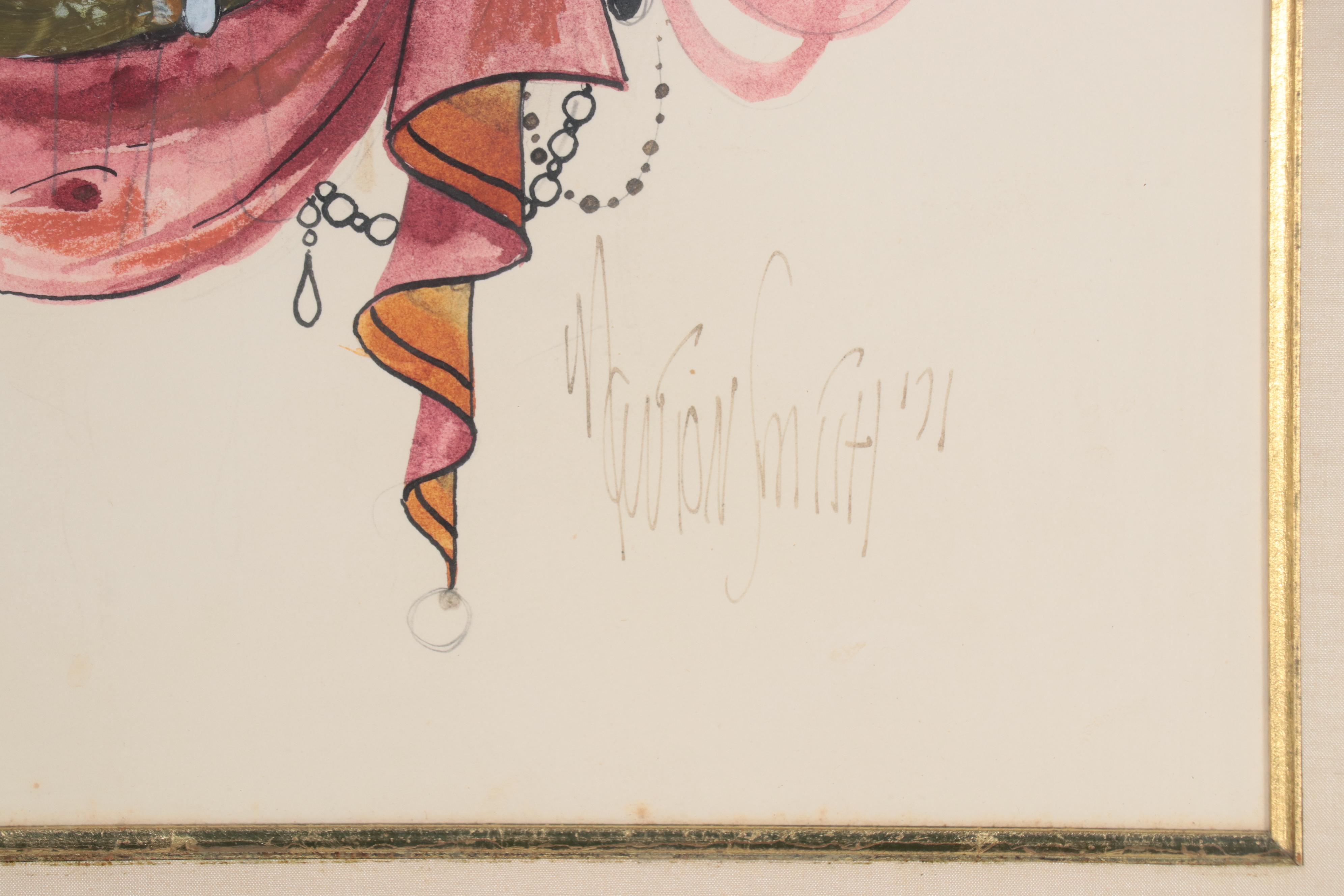 Stylized Watercolor Painting of Figure, 1971