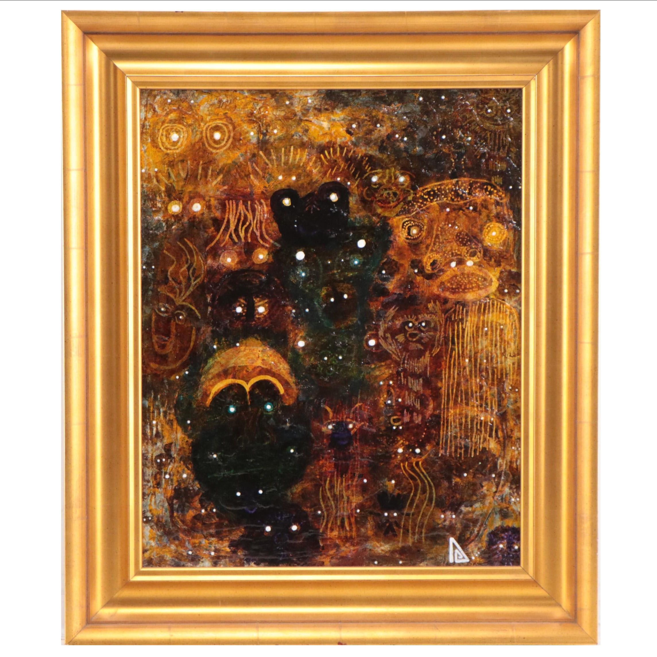 Surreal Figurative Mixed Media Oil Painting