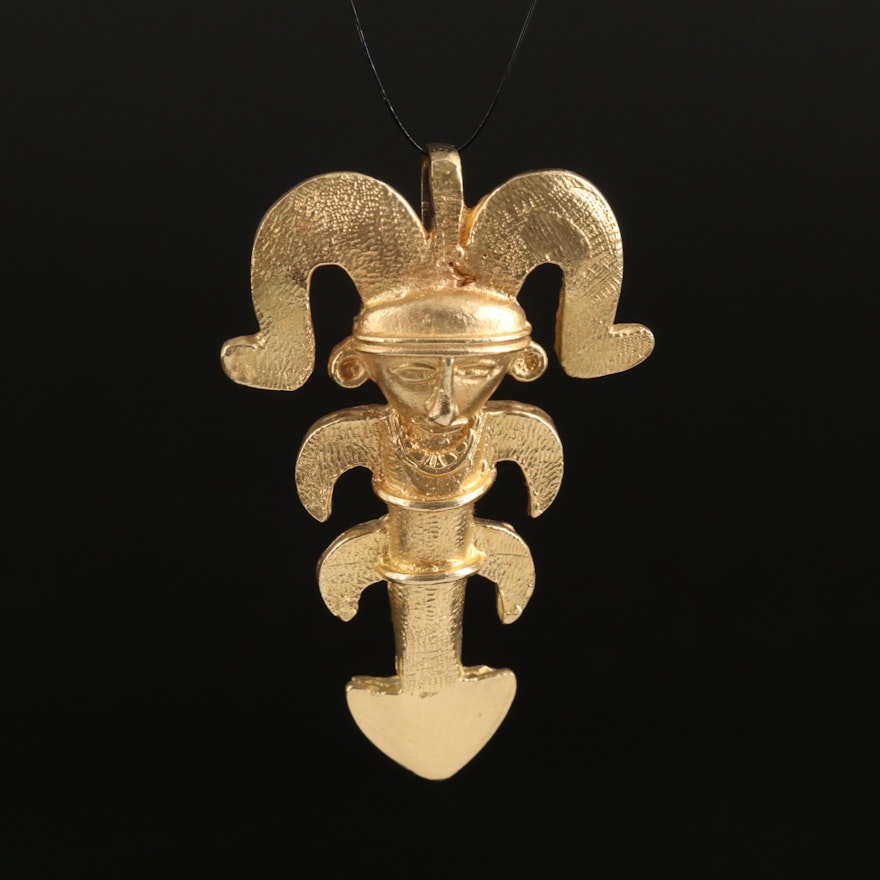 14K Pre-Columbian Style Tumi Knife Pendant