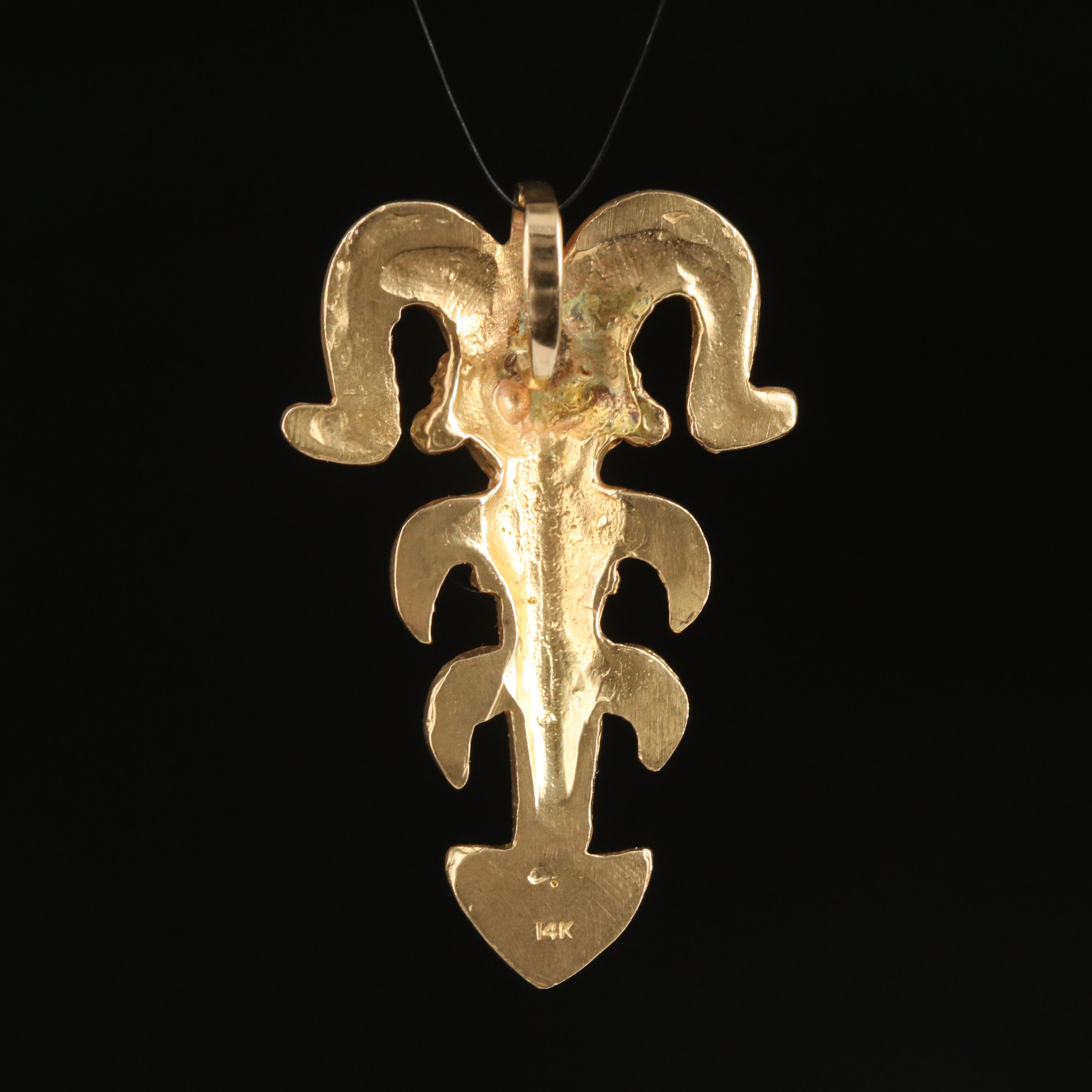 14K Pre-Columbian Style Tumi Knife Pendant