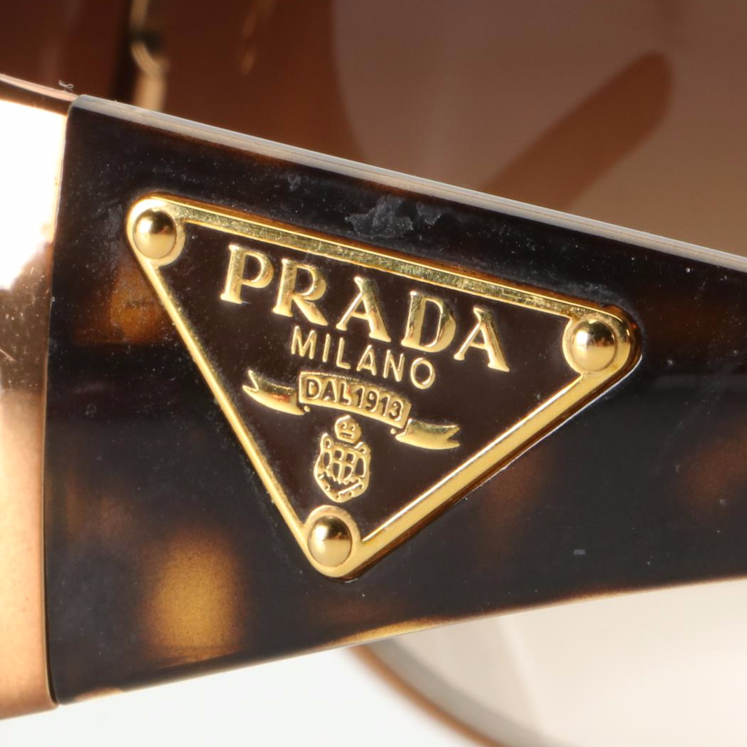 Prada SPR 57L Wrap Sunglasses in Metal and Acetate with Case
