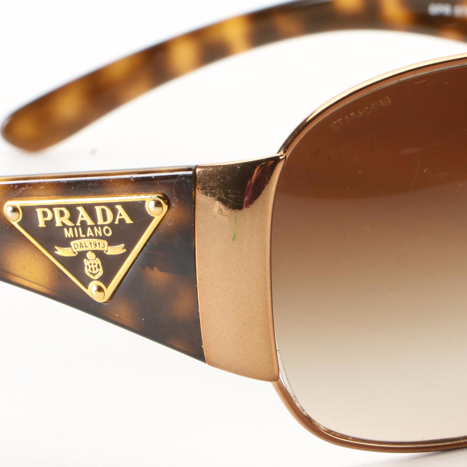 Prada SPR 57L Wrap Sunglasses in Metal and Acetate with Case