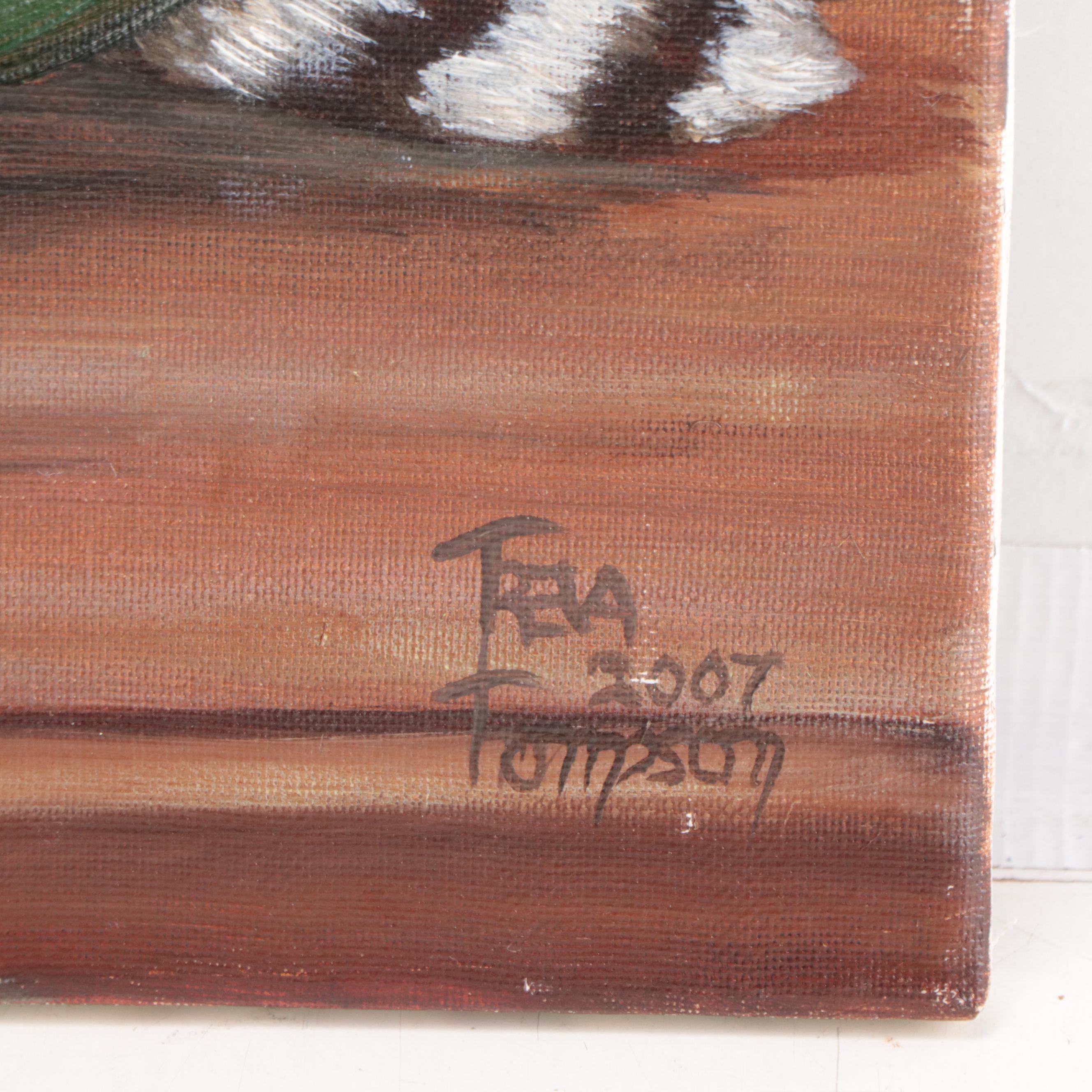 Acrylic Painting of Raccoon Eating Watermelon, 2007