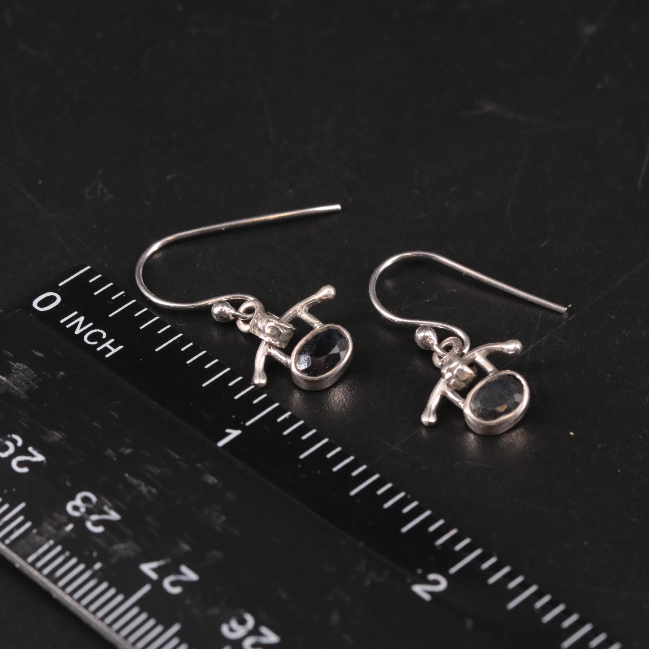 Sterling and Sapphire Drop Earrings