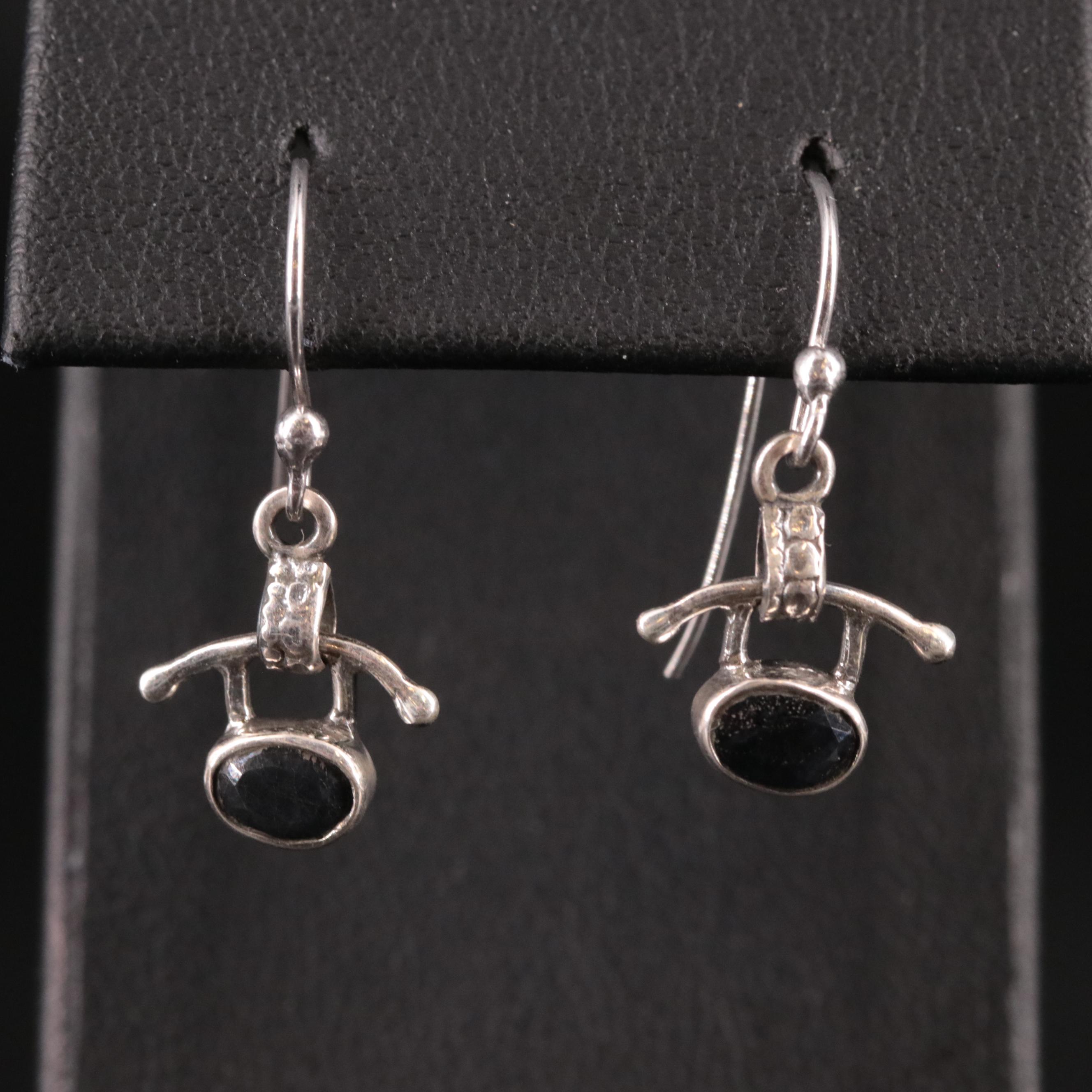 Sterling and Sapphire Drop Earrings