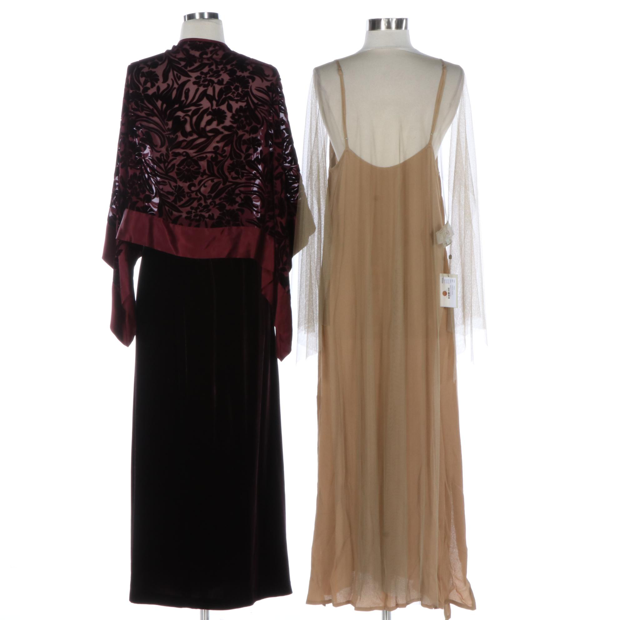 T.ba Slip Dress with Mesh Duster and Laura Ashley Burnout Velvet Skirt Set
