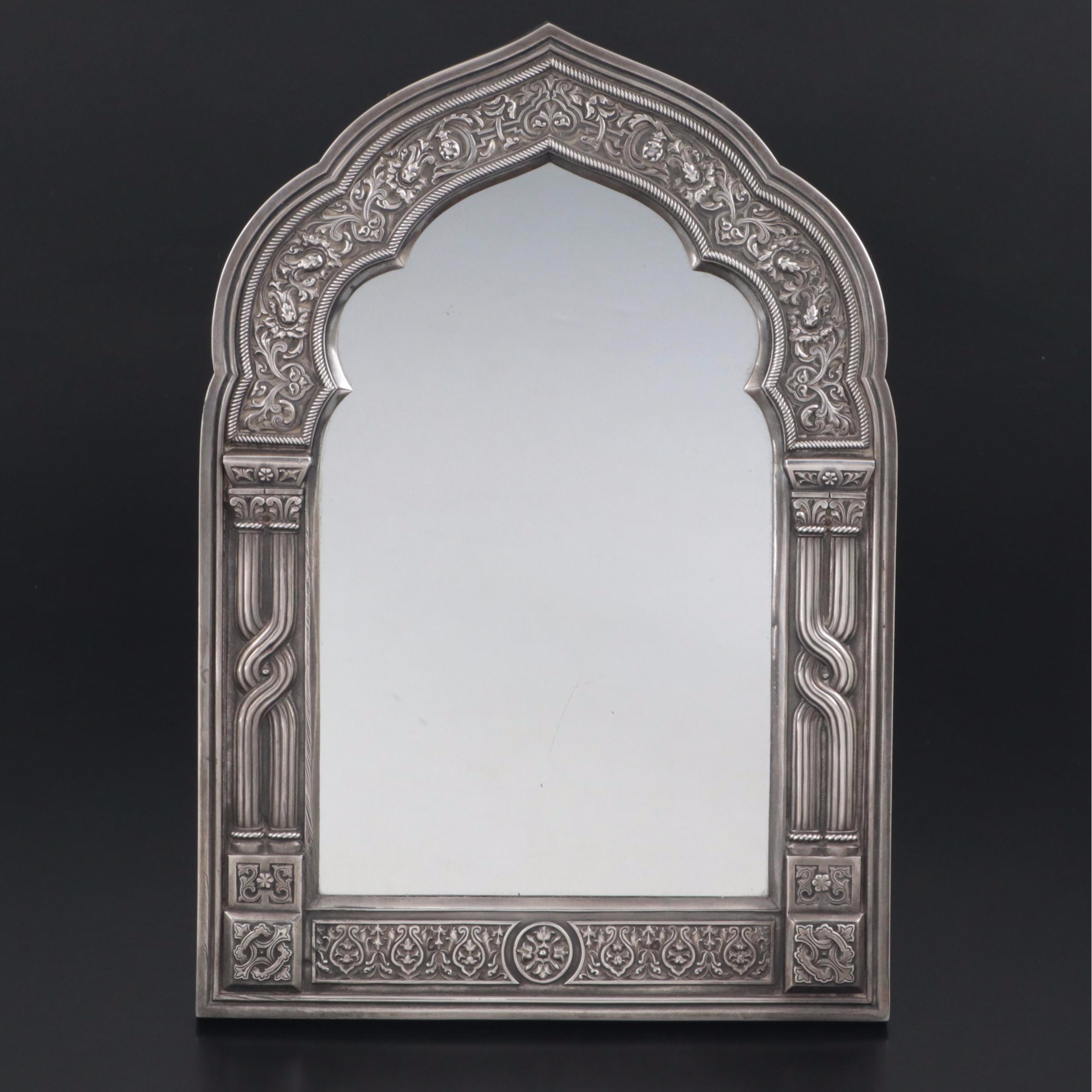Imperial Russian 875 Silver Ornamented Arch Mirror, circa 1870