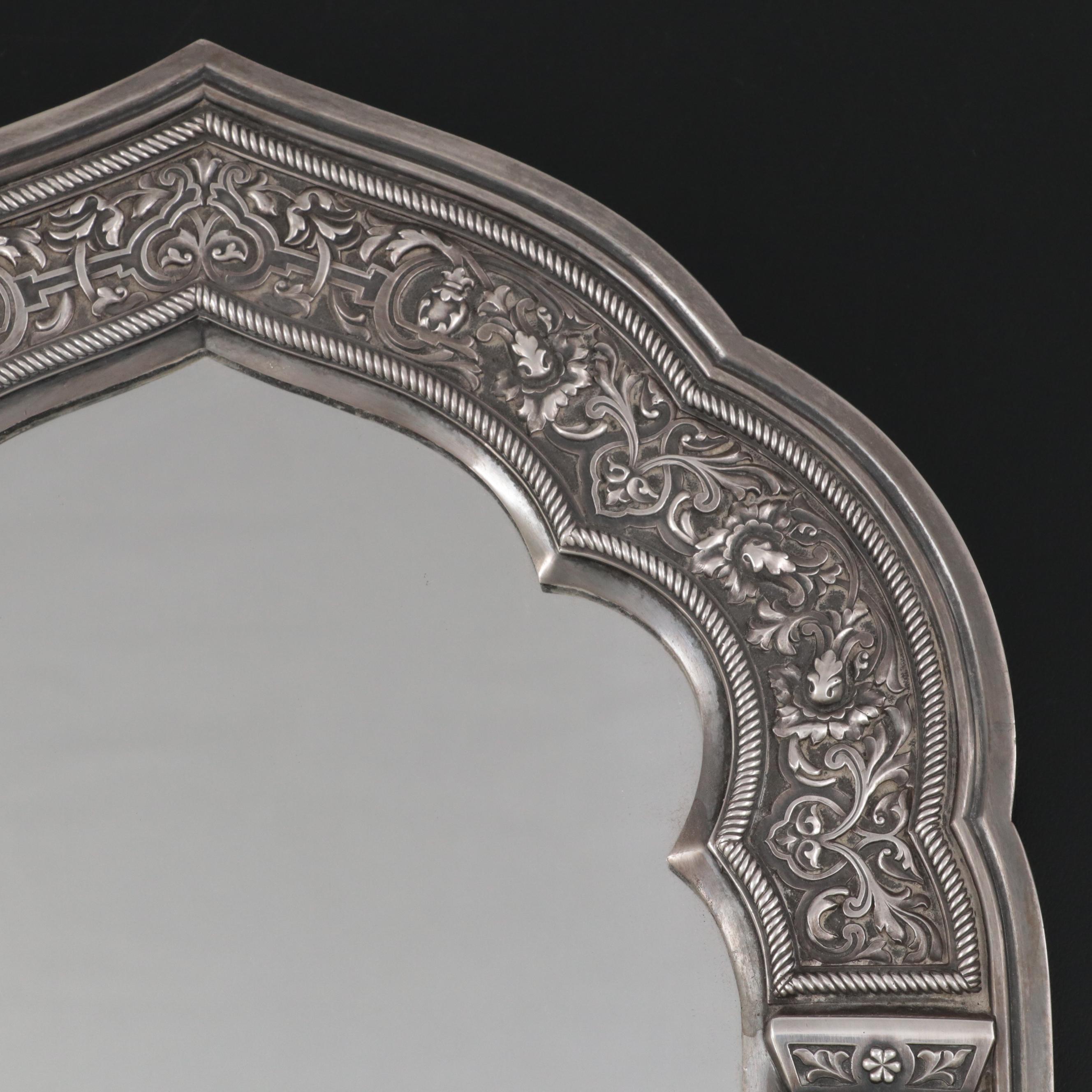 Imperial Russian 875 Silver Ornamented Arch Mirror, circa 1870