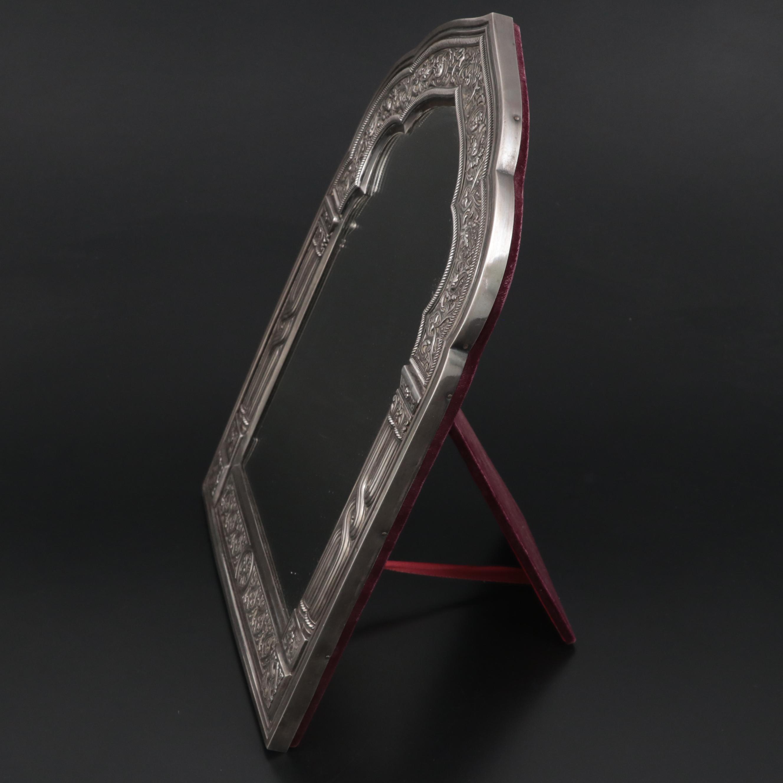 Imperial Russian 875 Silver Ornamented Arch Mirror, circa 1870