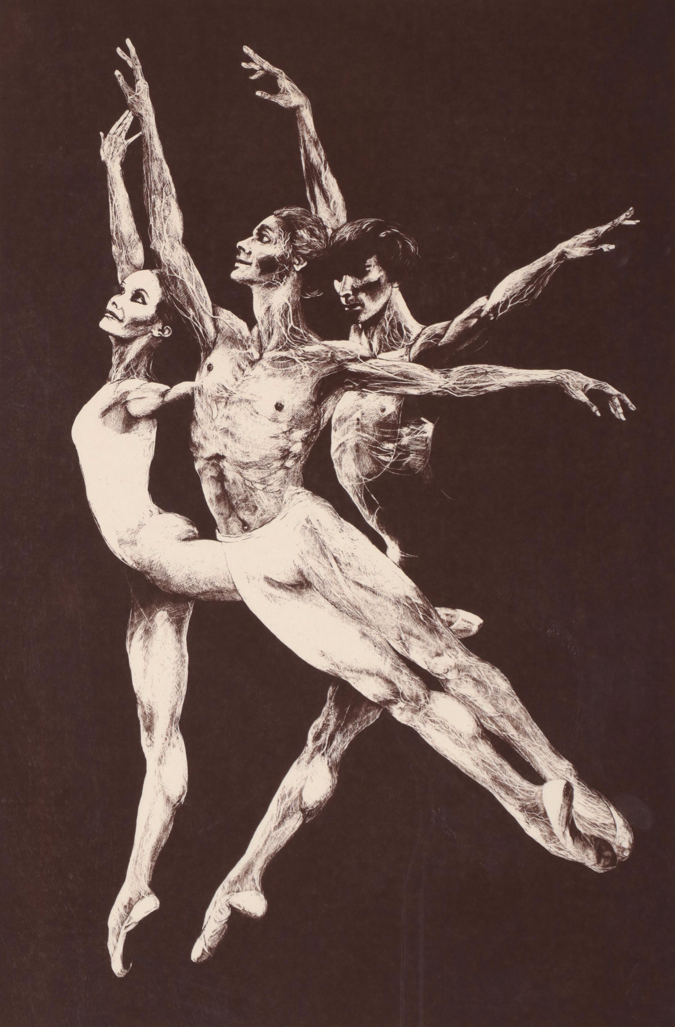 Gatja Helgart Rothé Screenprint of Dancers "Pas de Trois"