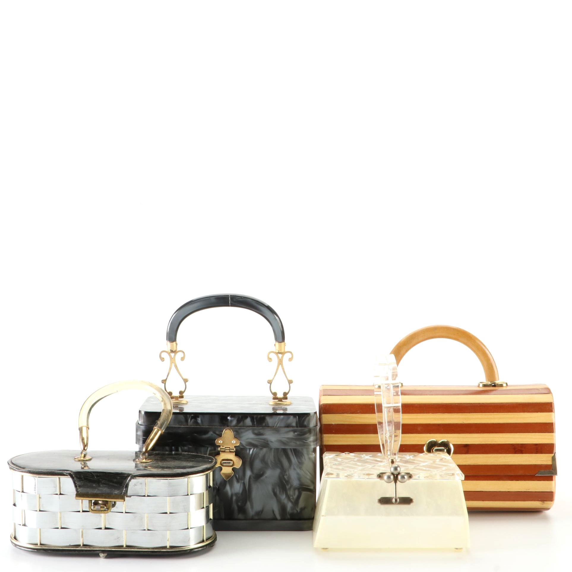 Stylecraft and Other Wood, Metal  and Acrylic Purses, Circa Mid-20th Century