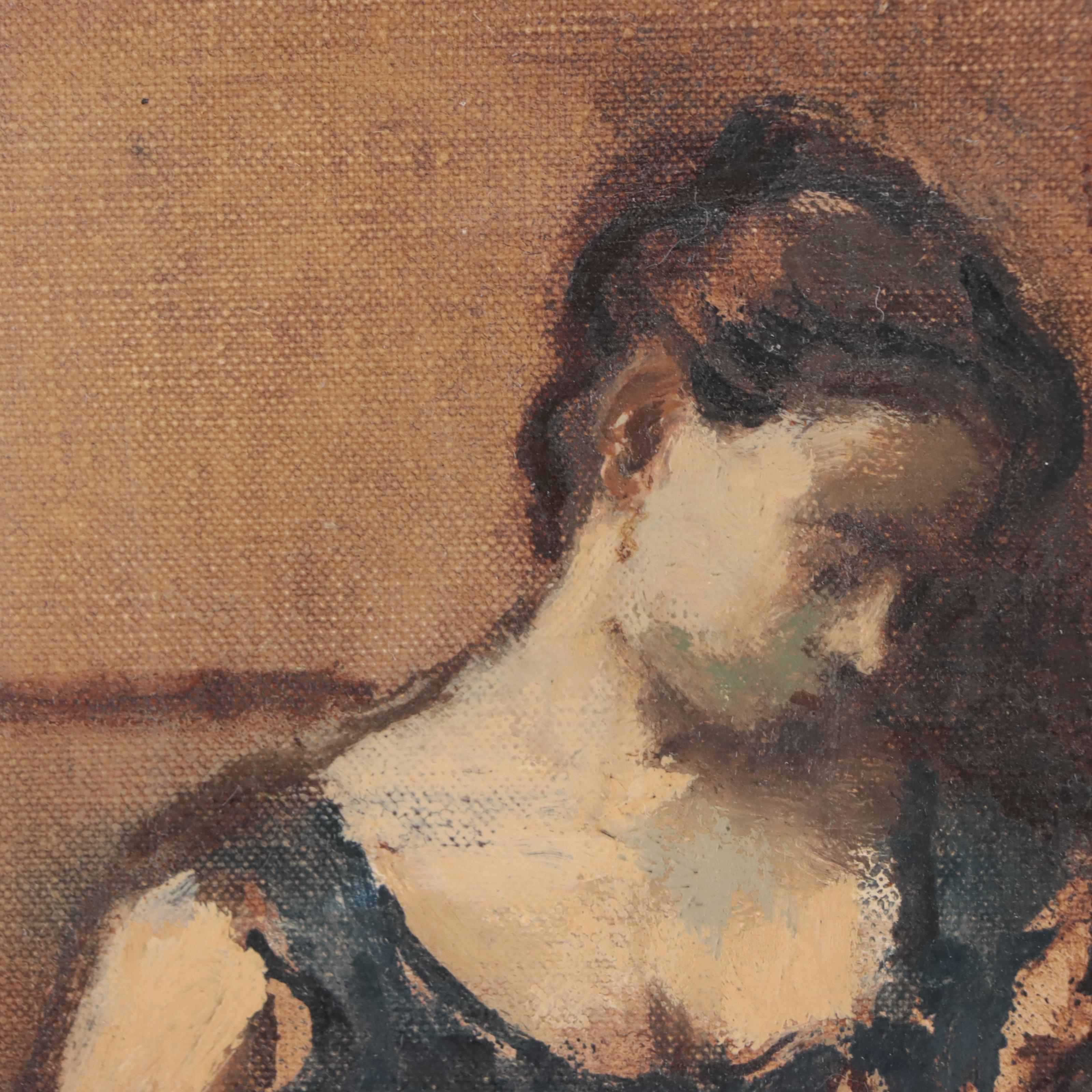 Moses Soyer Oil Painting of Mother and Child, Circa 1960