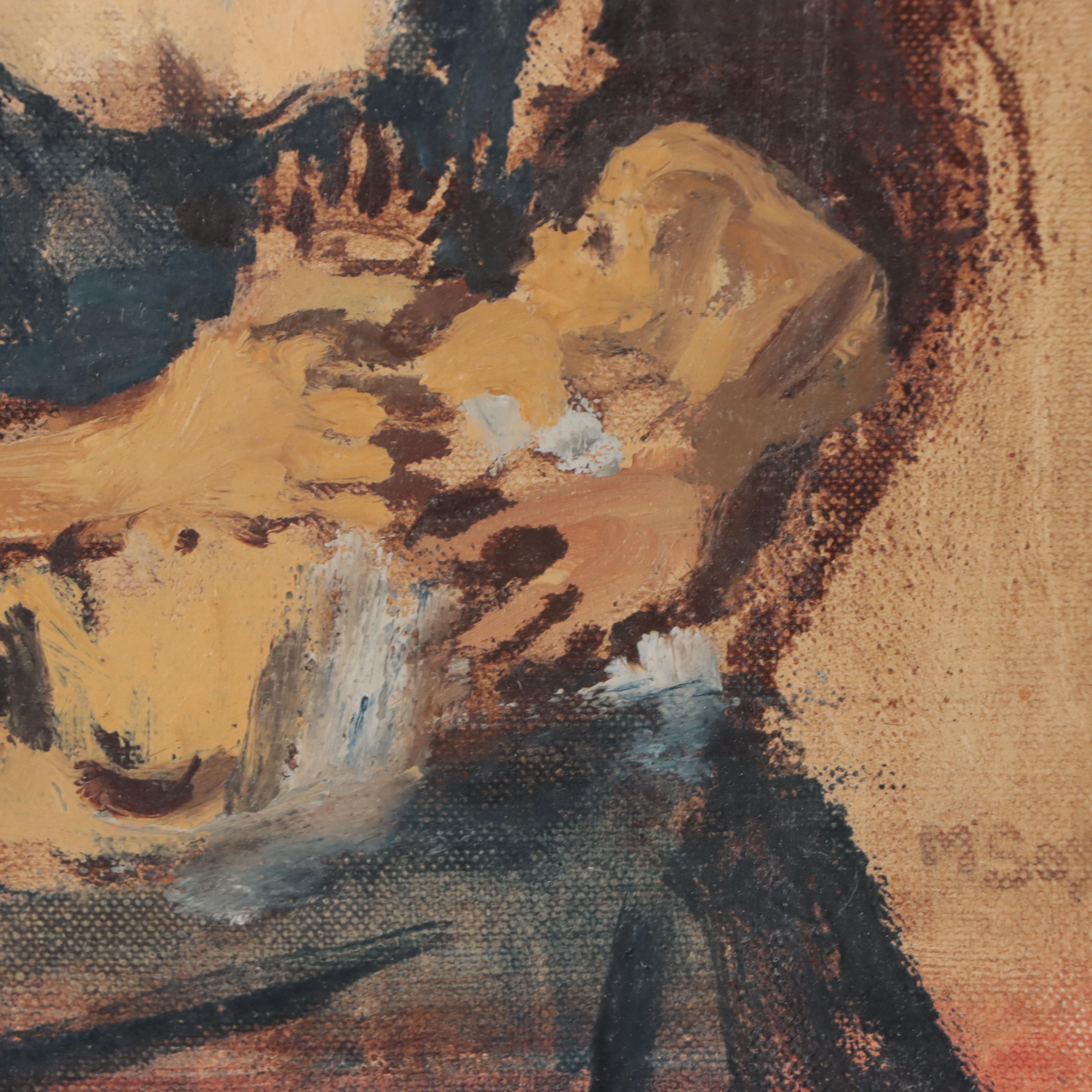 Moses Soyer Oil Painting of Mother and Child, Circa 1960