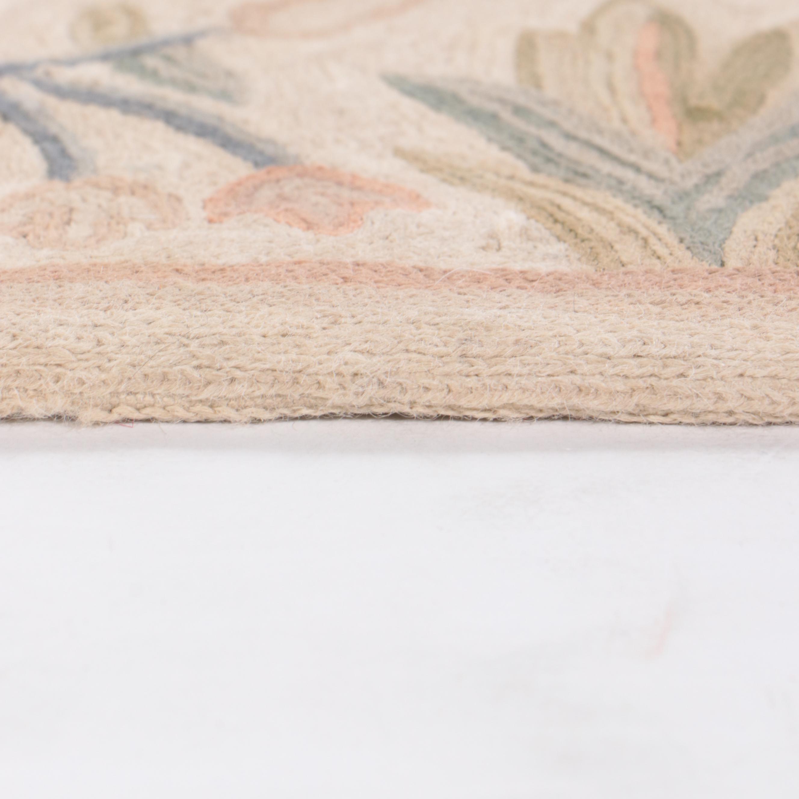 3'5 x 5'3 Handmade Indian Chain-Stitch Embroidery Area Rug