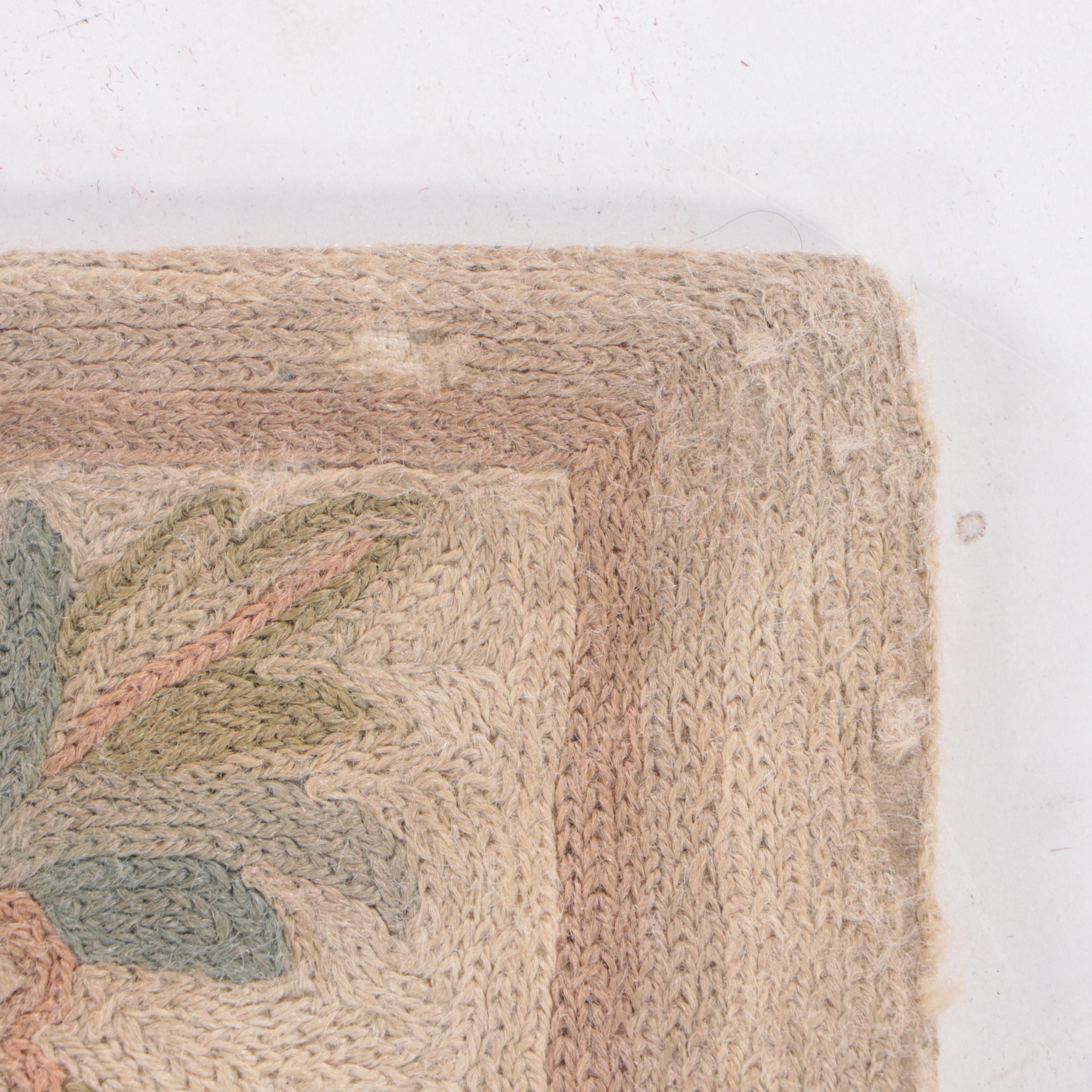 3'5 x 5'3 Handmade Indian Chain-Stitch Embroidery Area Rug