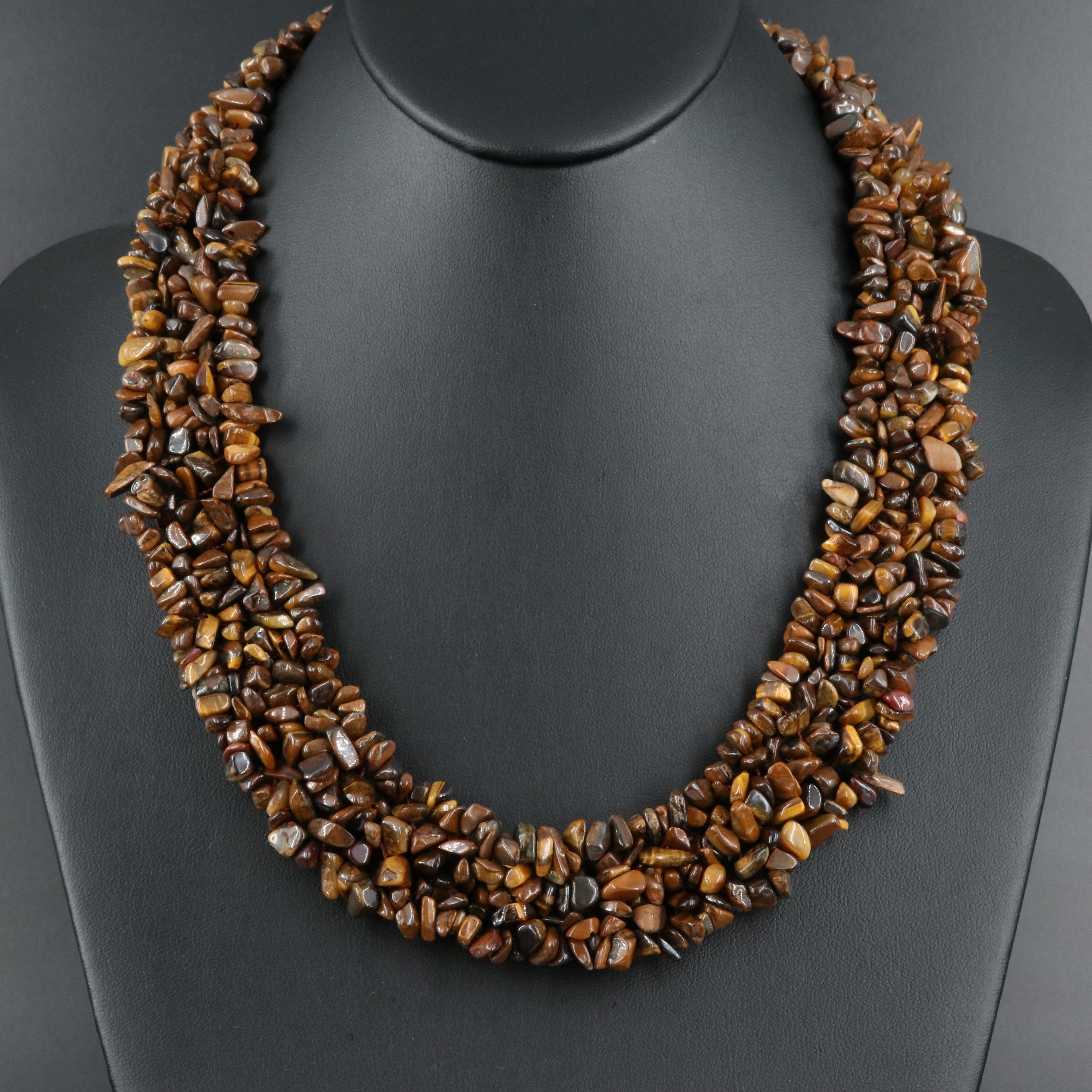 Tiger's Eye Necklace with Sterling Clasp