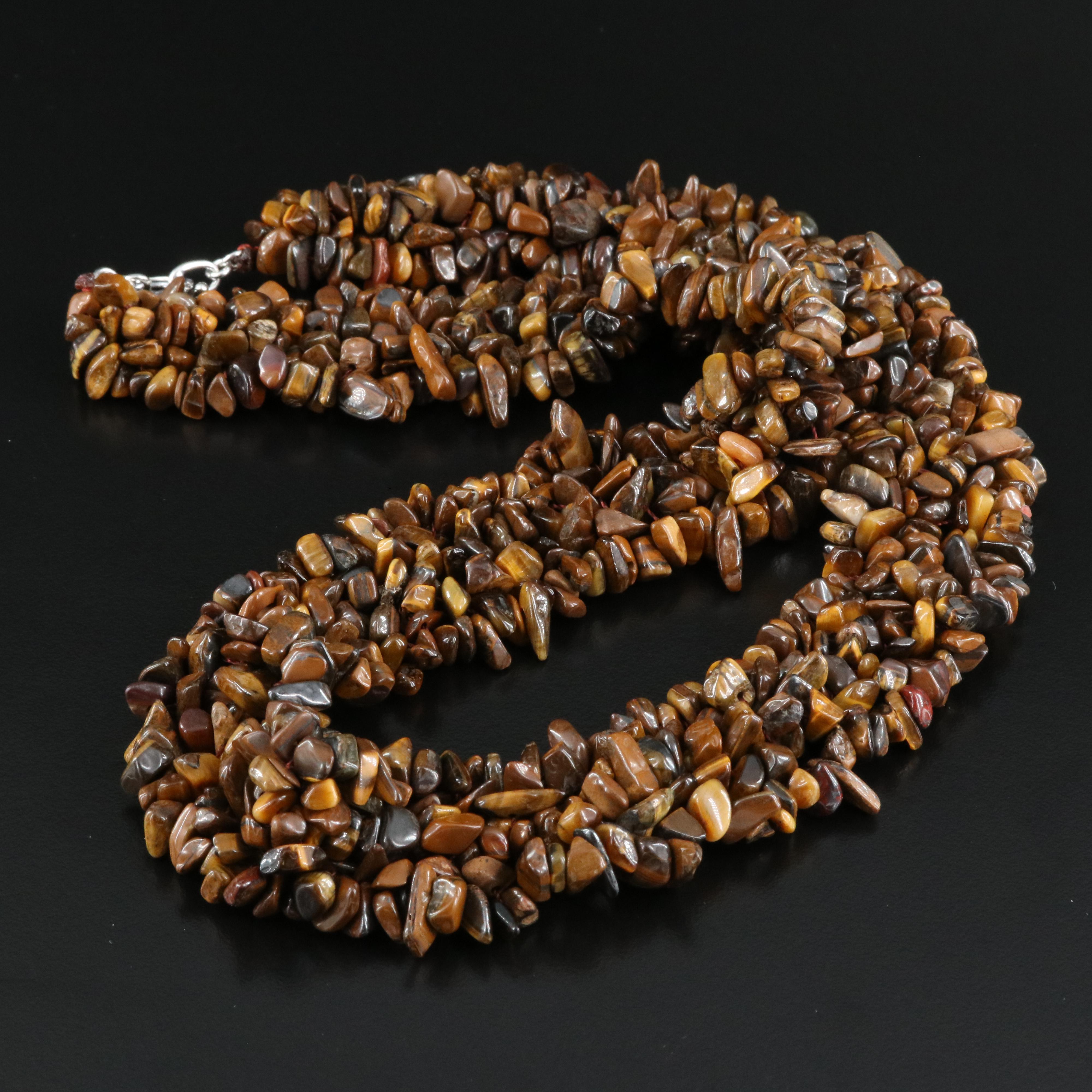 Tiger's Eye Necklace with Sterling Clasp