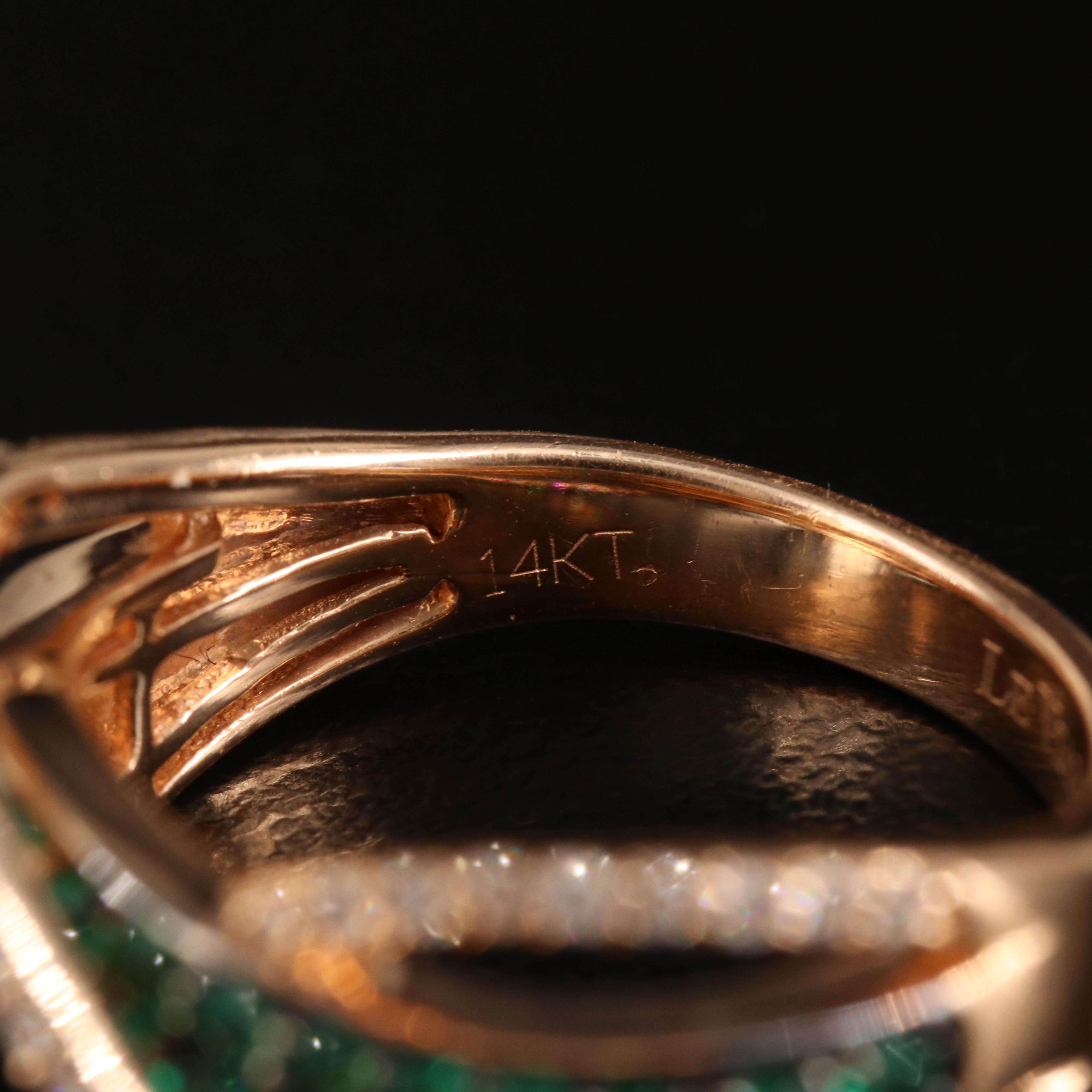 Le Vian 14K Rose Gold Emerald and Diamond Crossover Ring