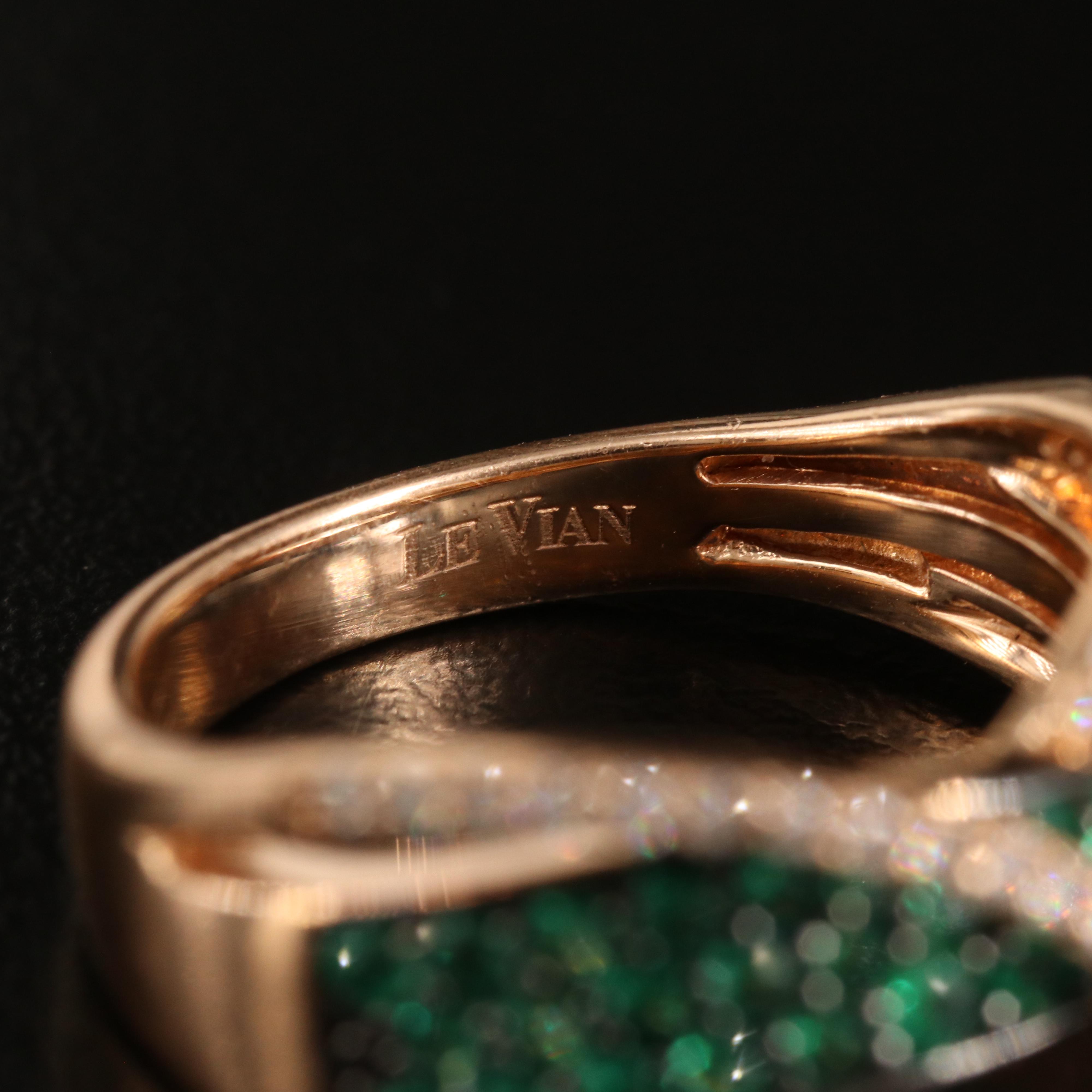 Le Vian 14K Rose Gold Emerald and Diamond Crossover Ring
