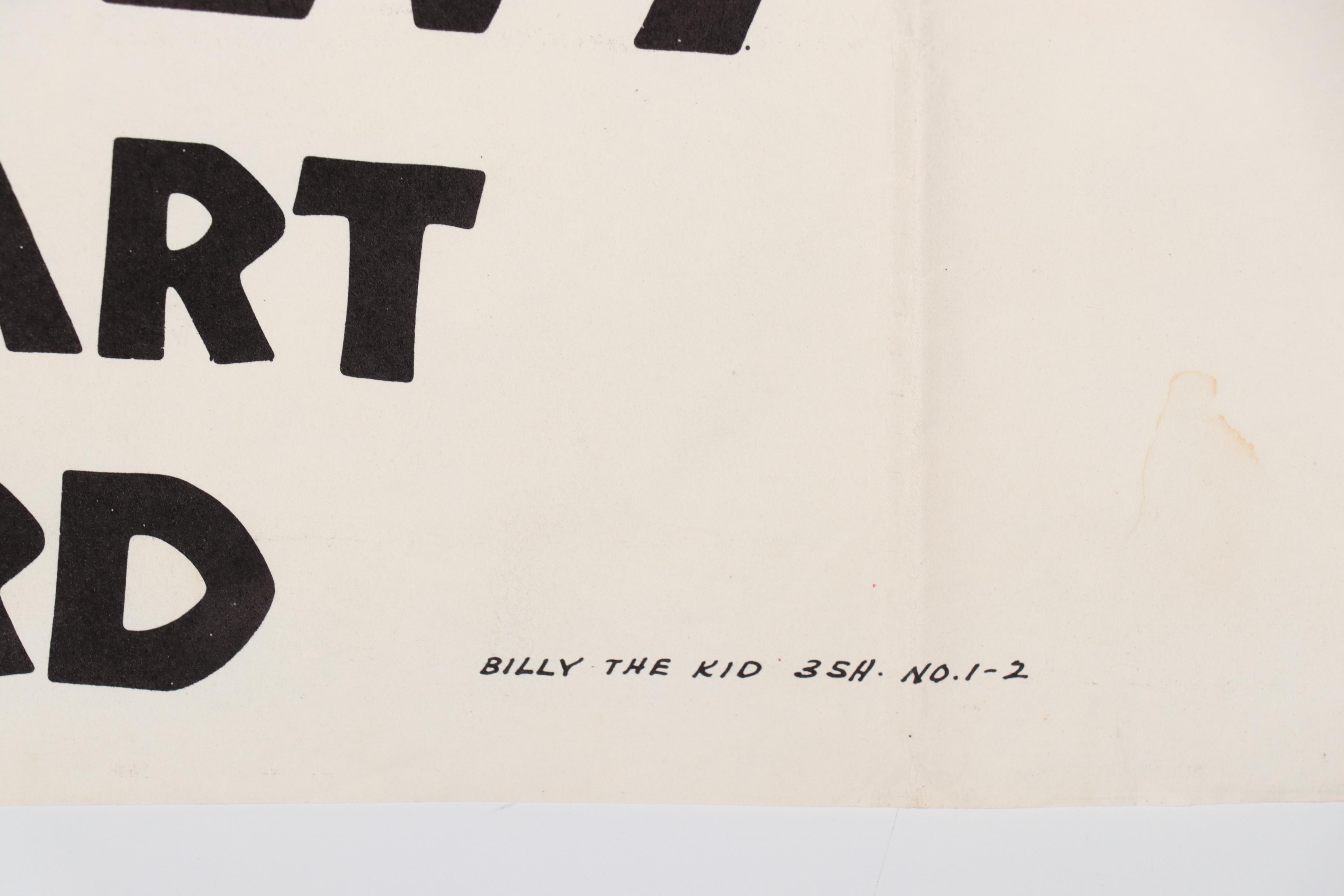 "Billy the Kid" Movie Poster, Circa 1955