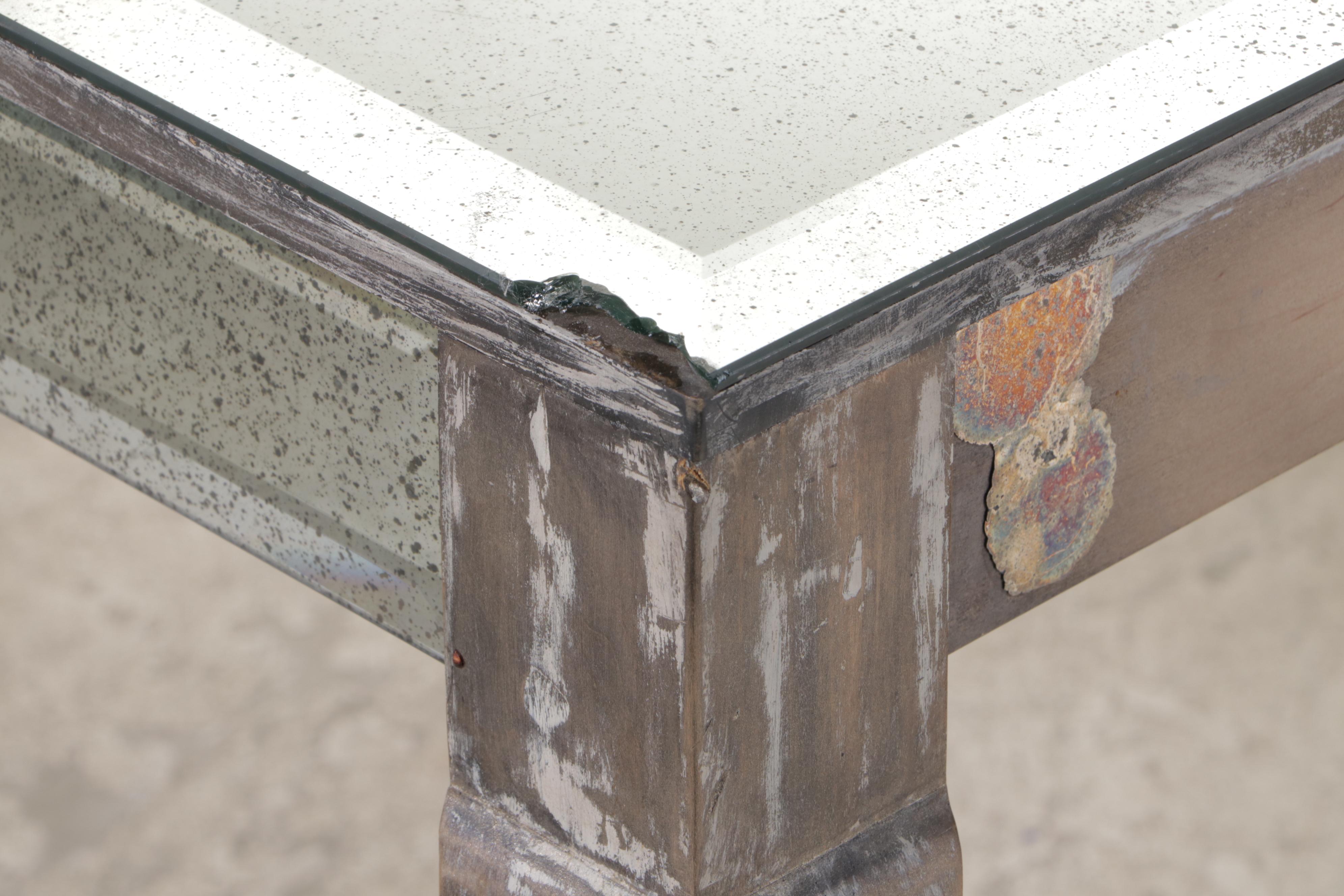 Large Mirror-Top Table with Cabriole Legs