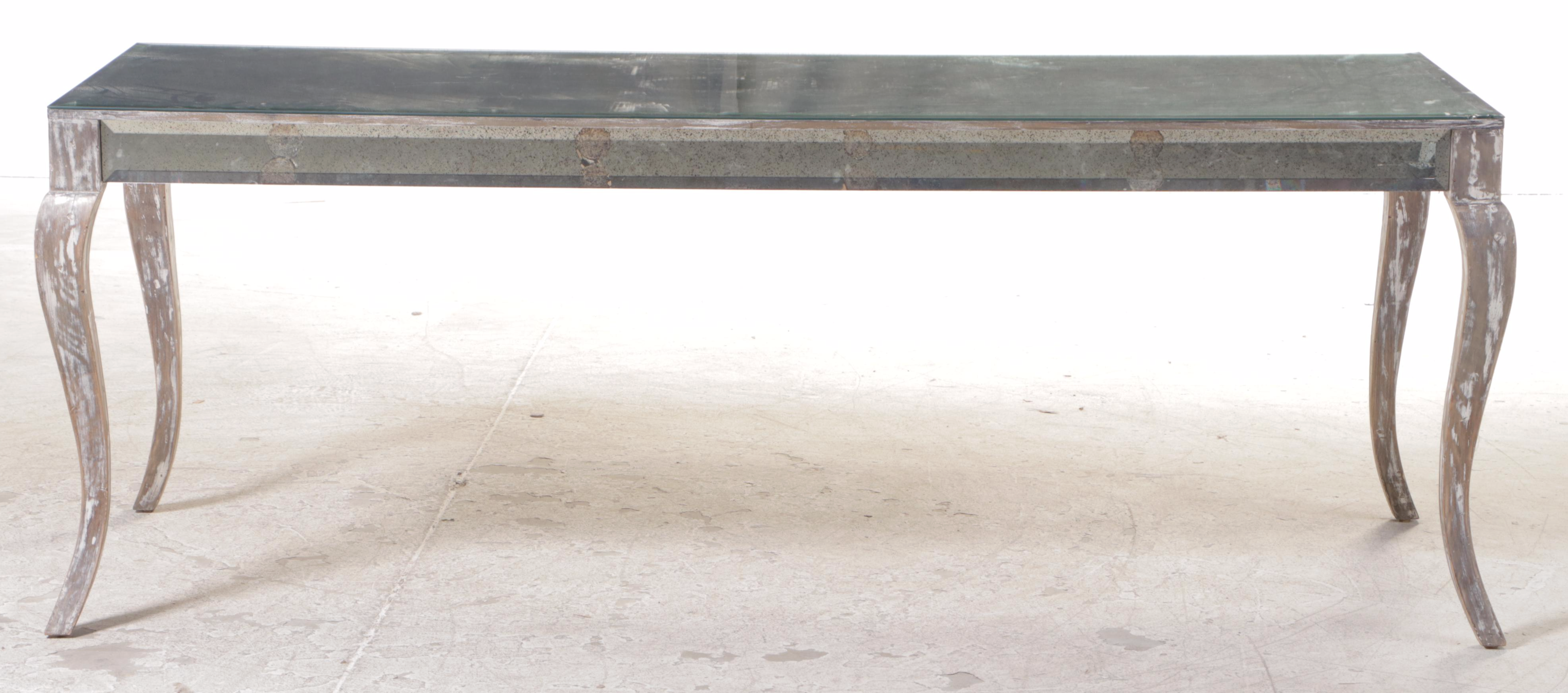 Large Mirror-Top Table with Cabriole Legs