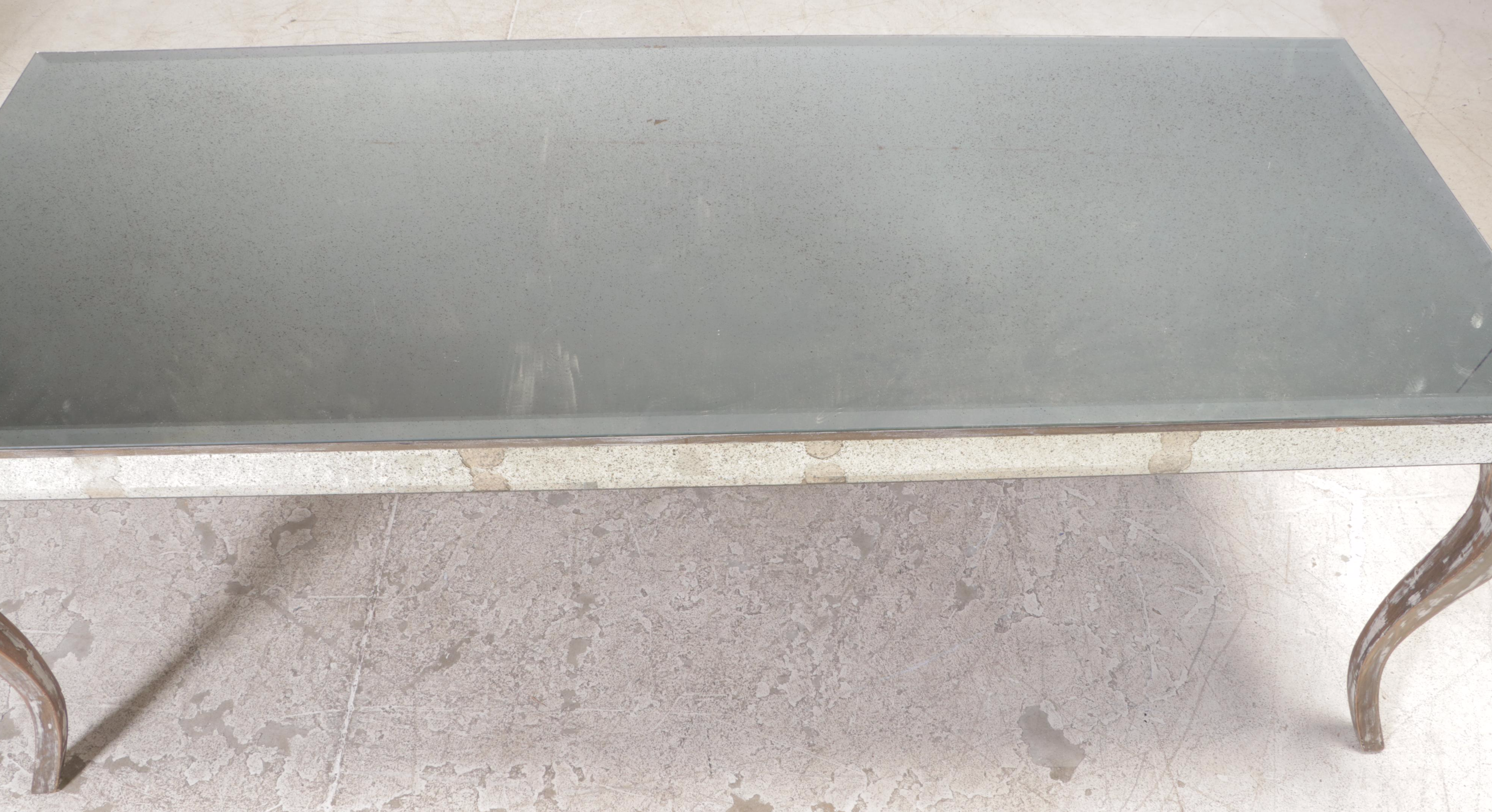 Large Mirror-Top Table with Cabriole Legs