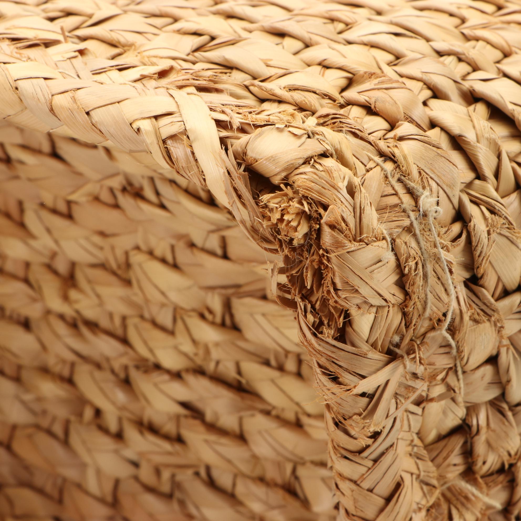 Woven Straw Embroidered Tote Bags with Leather Trim