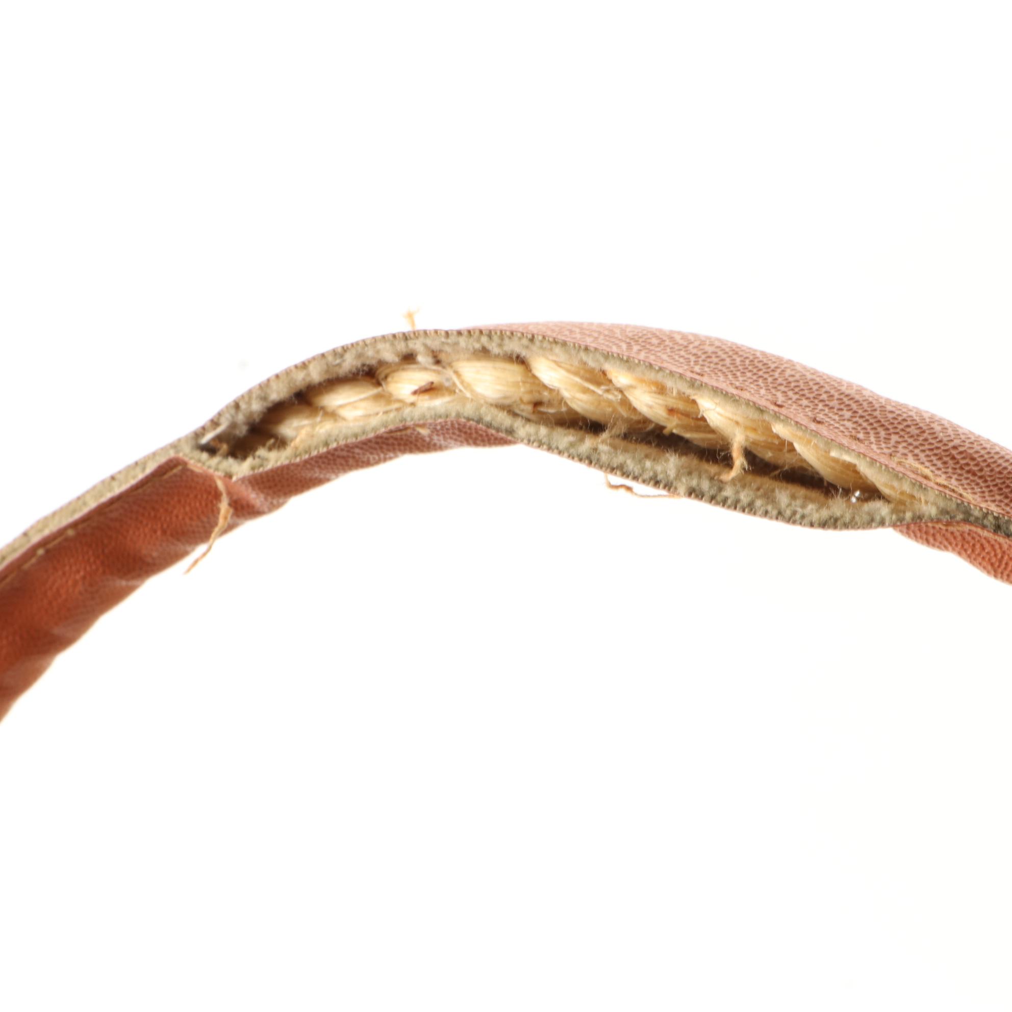 Woven Straw Embroidered Tote Bags with Leather Trim