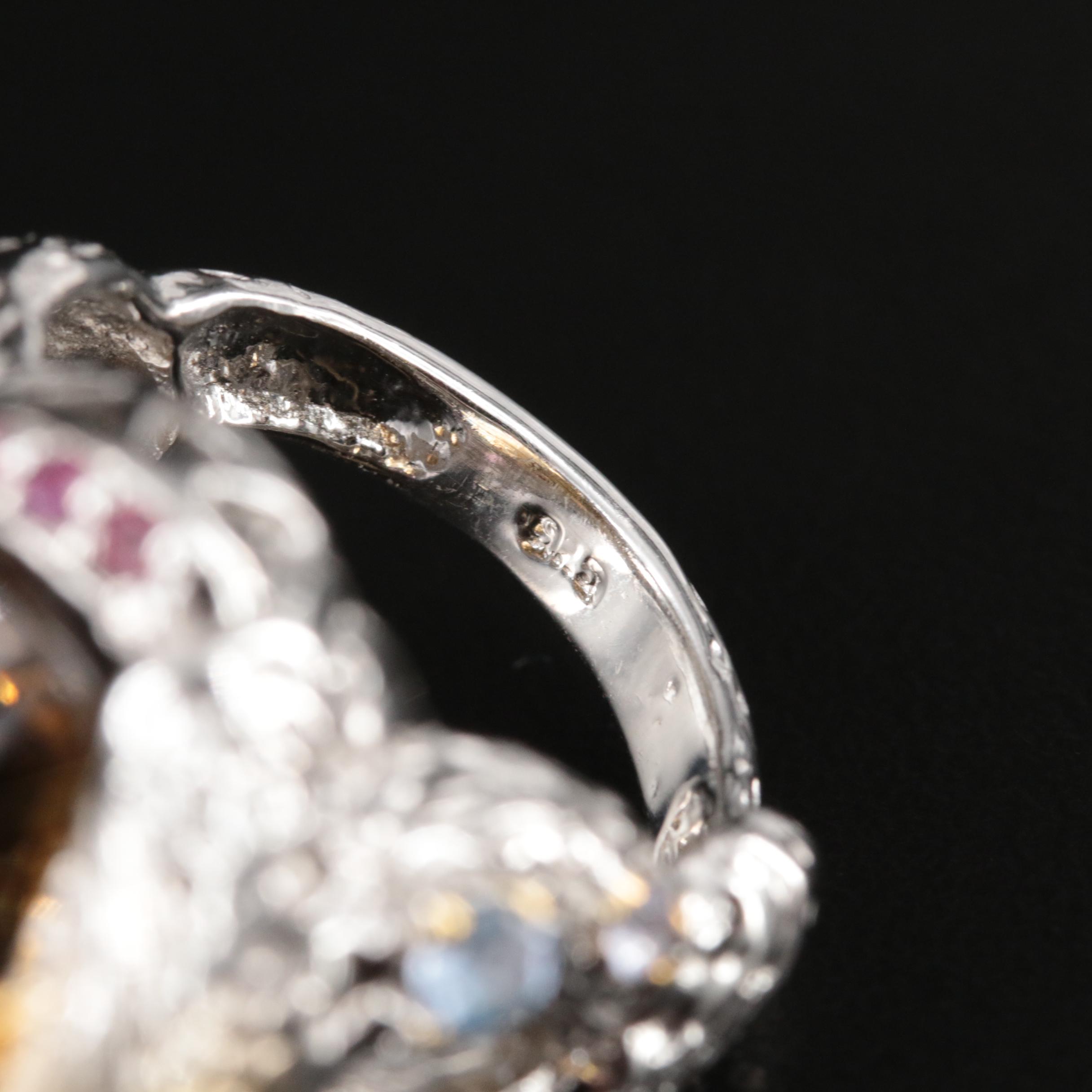 Sterling Citrine, Garnet and Tanzanite Dragon Ring