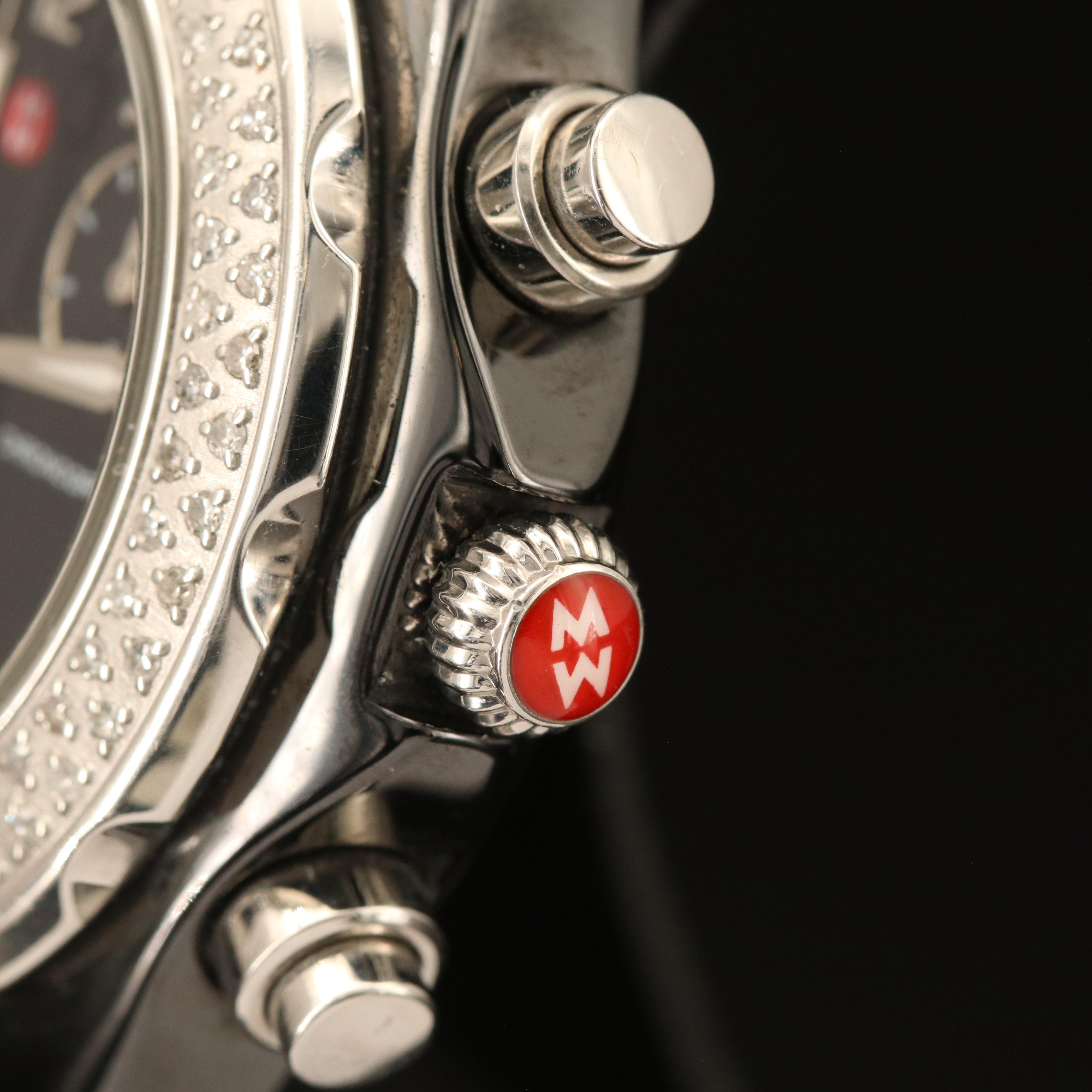 Michele Tahitian Diamond and Ceramic Quartz Chronograph Watch