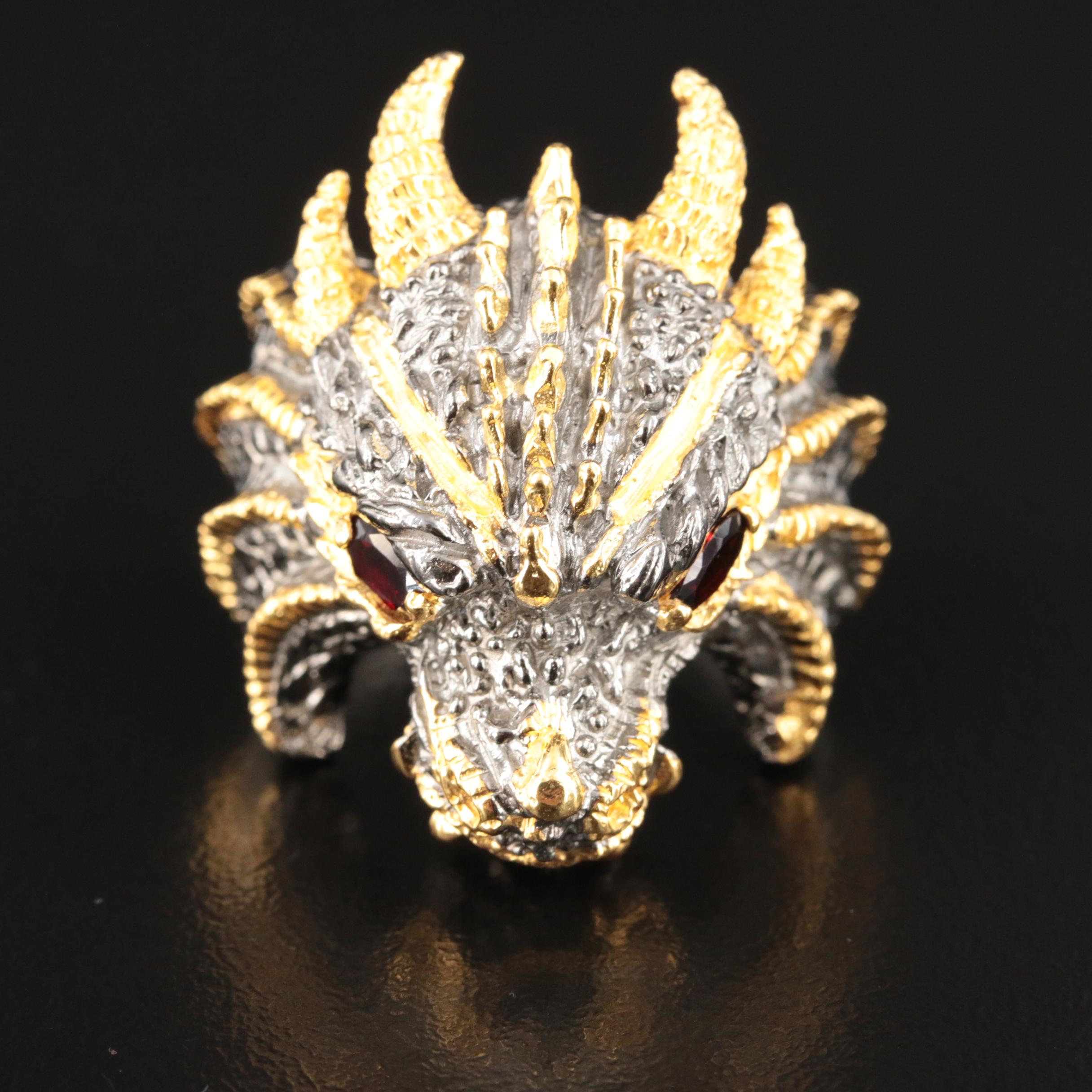 Sterling Garnet Dragon Ring