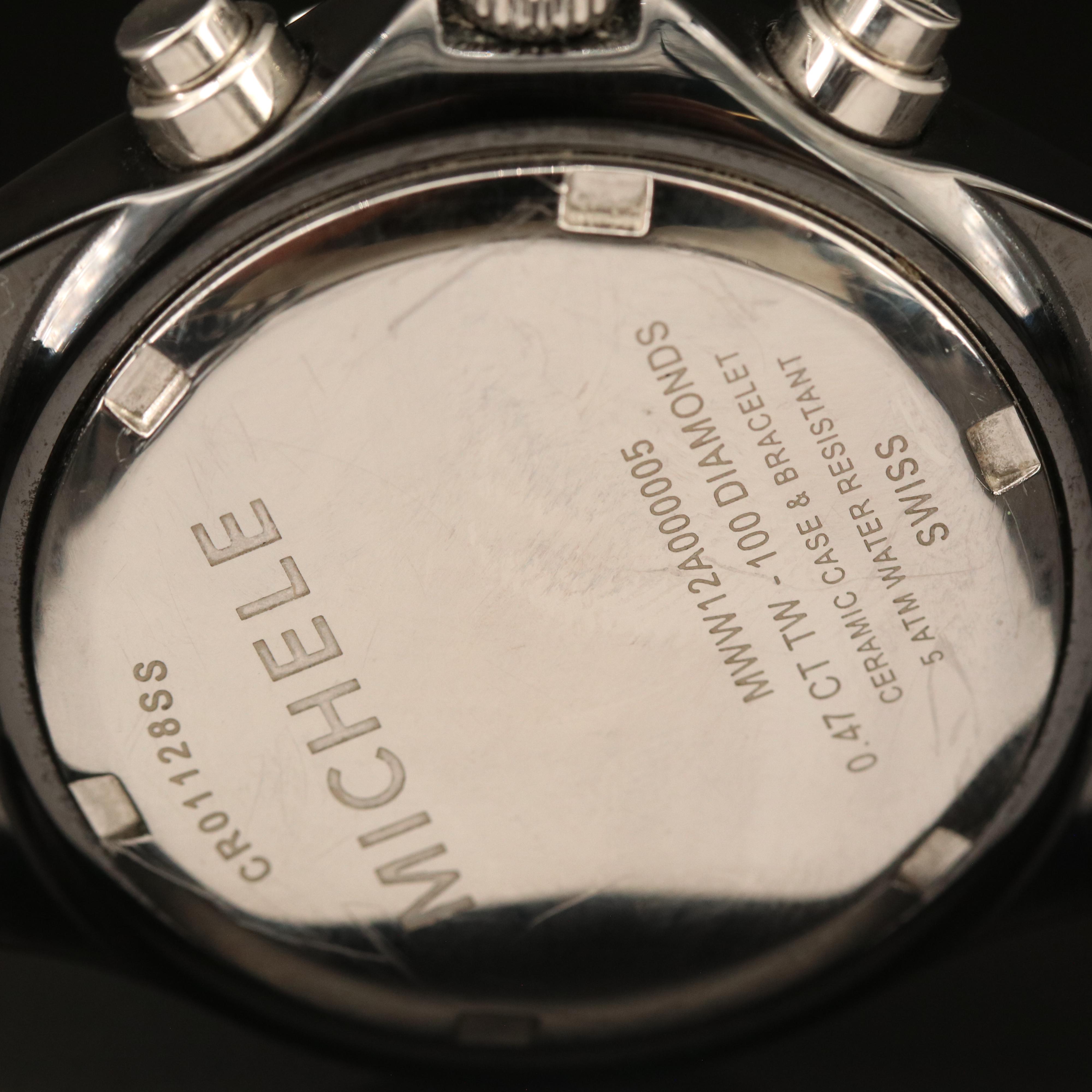 Michele Tahitian Diamond and Ceramic Quartz Chronograph Watch