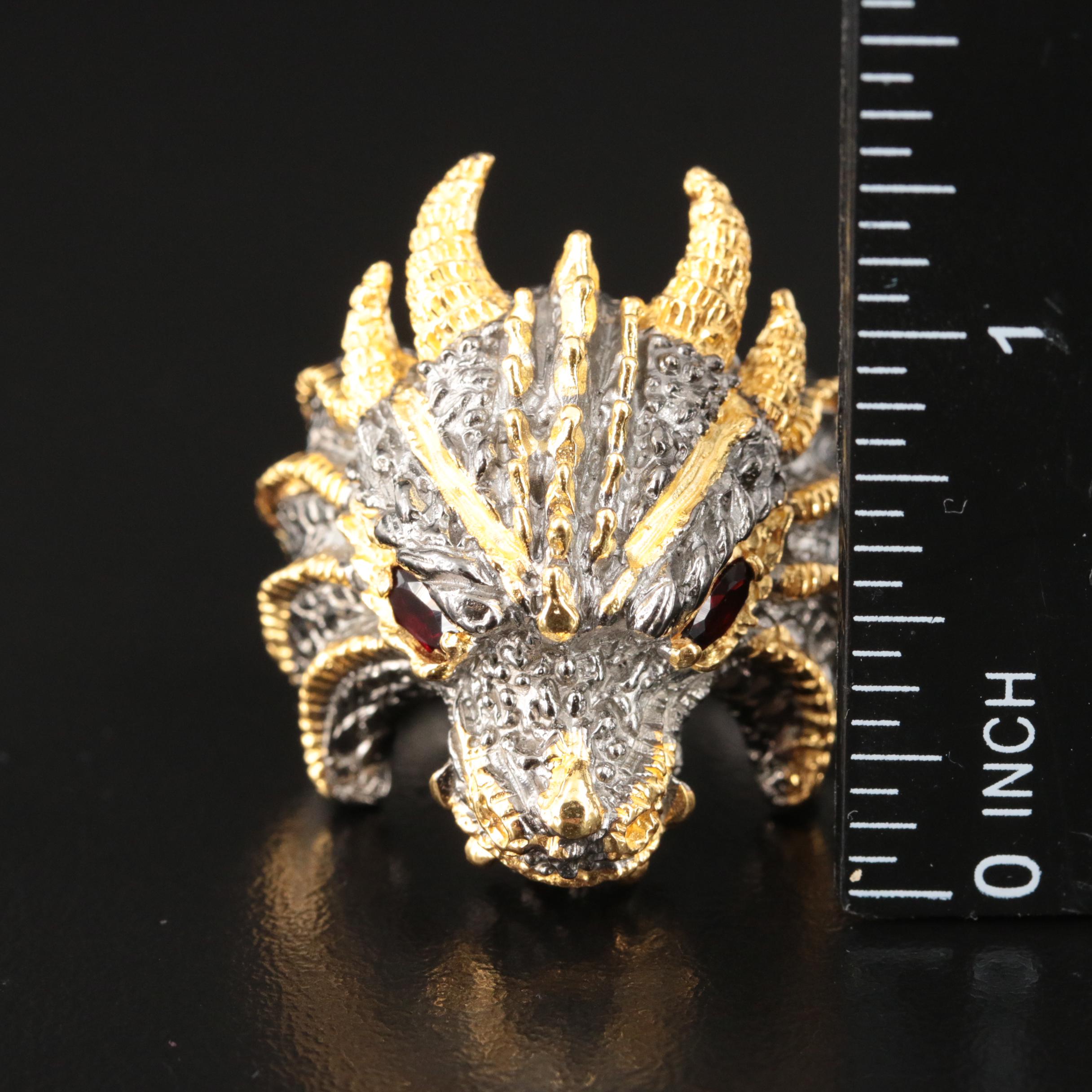 Sterling Garnet Dragon Ring