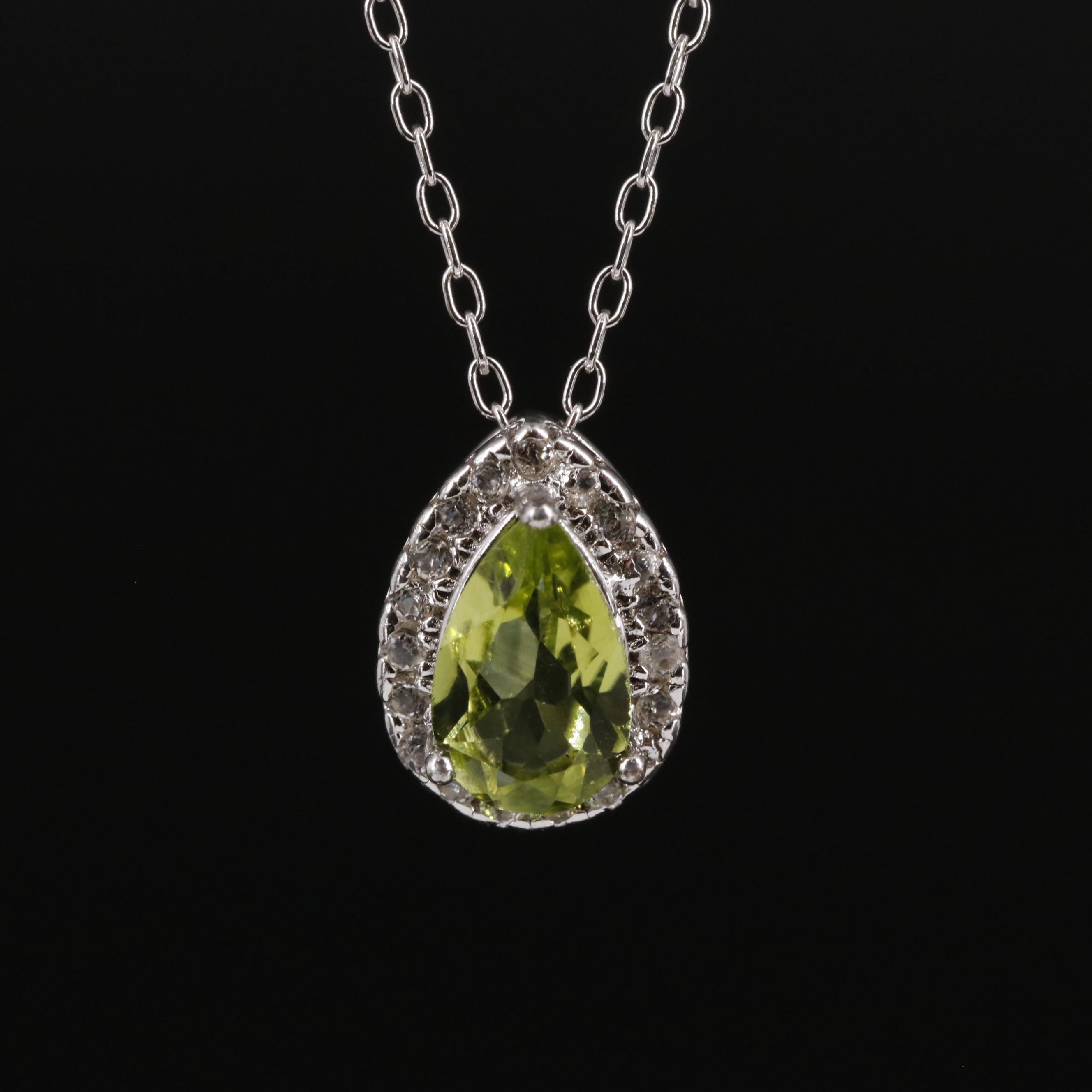 Sterling Peridot and Topaz Pendant Necklace