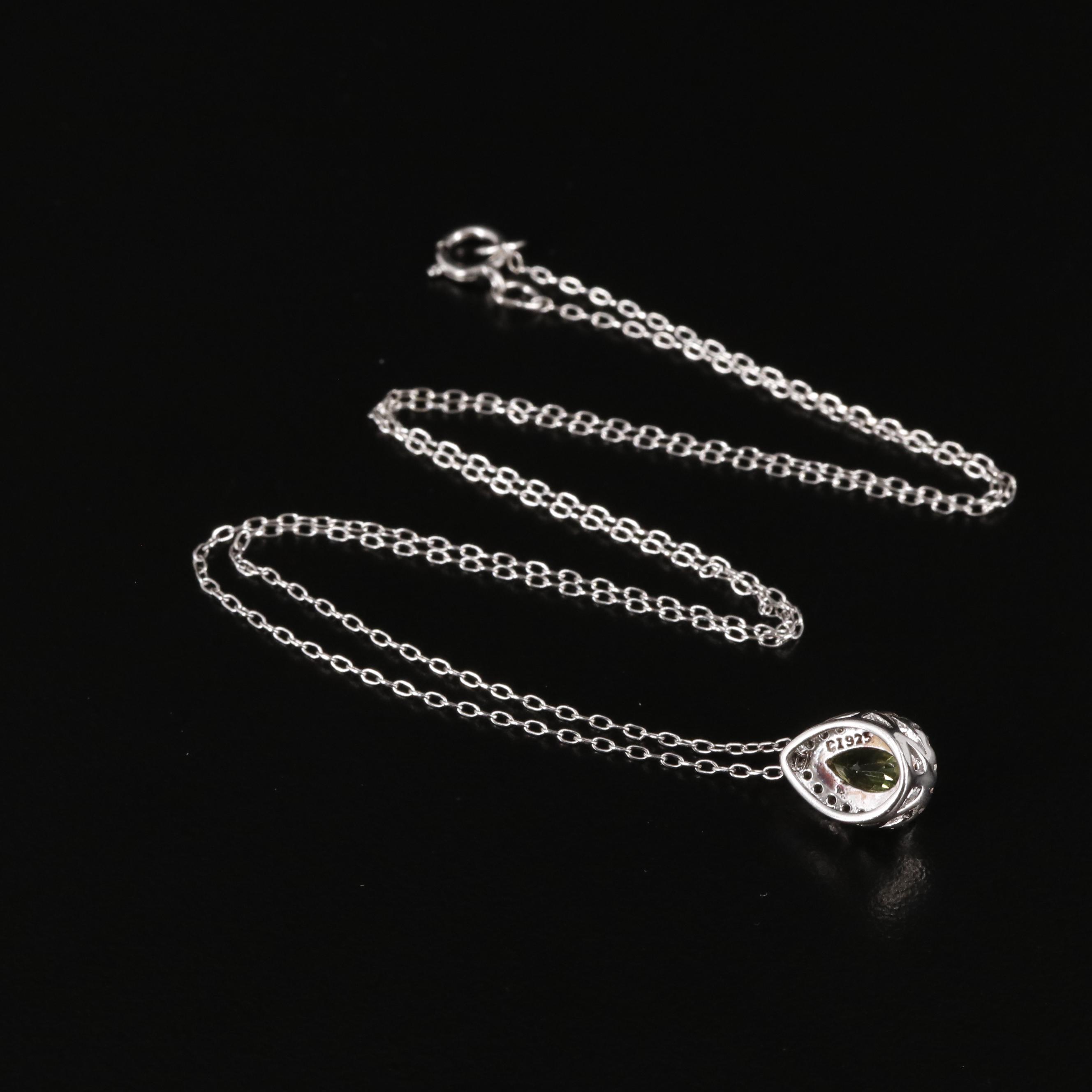 Sterling Peridot and Topaz Pendant Necklace