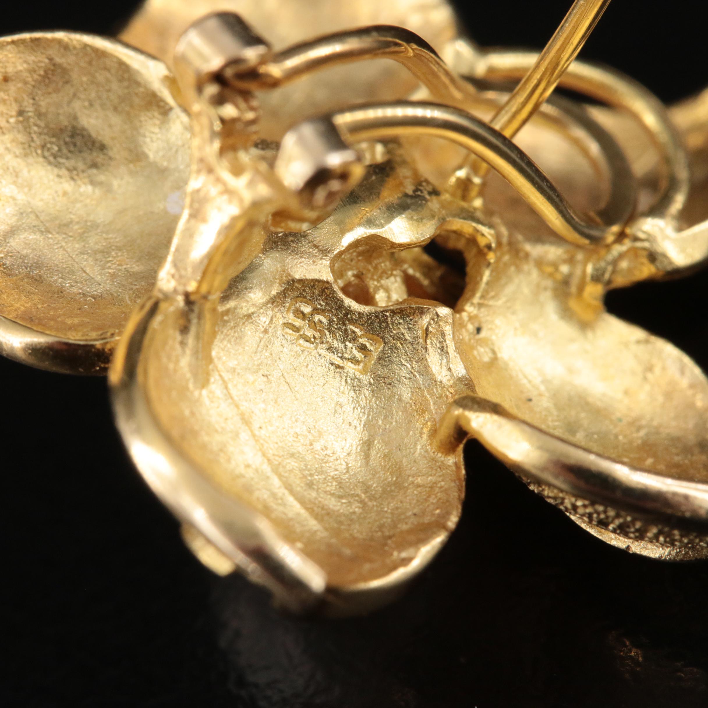 14K Pearl and Diamond Flower Earrings