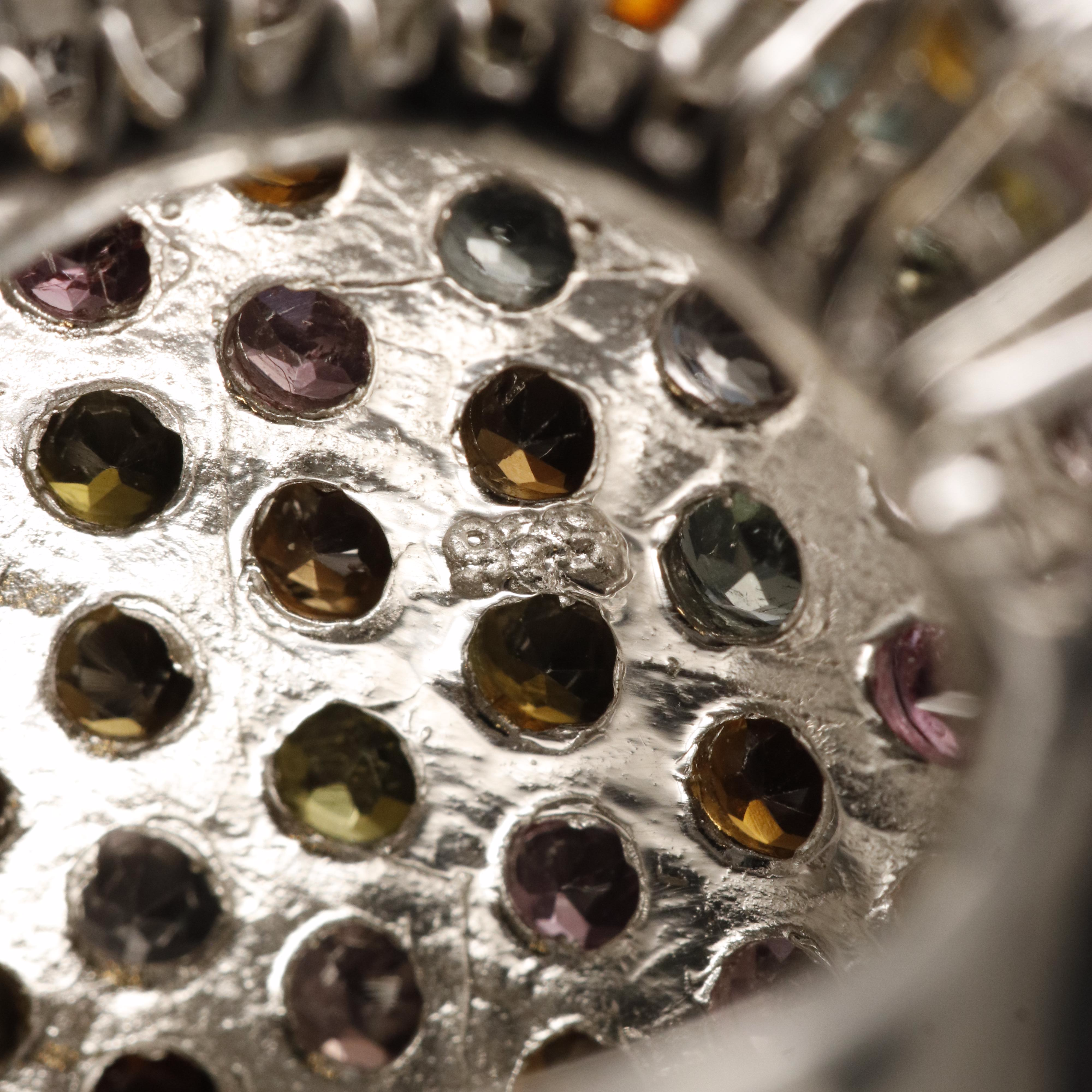 Sterling Pavé Tourmaline, Citrine and Gemstone Ring