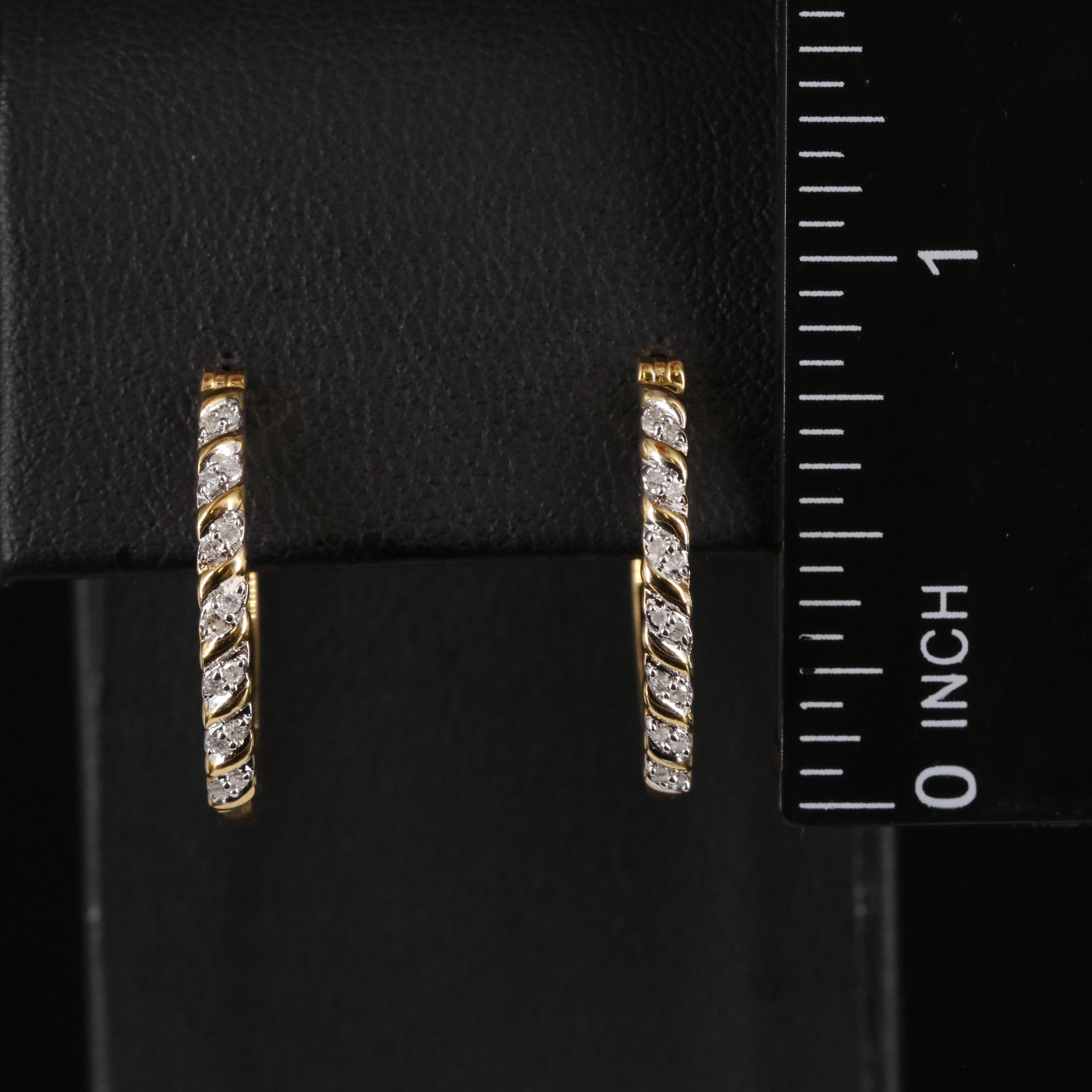 Sterling Diamond Hoop Earrings