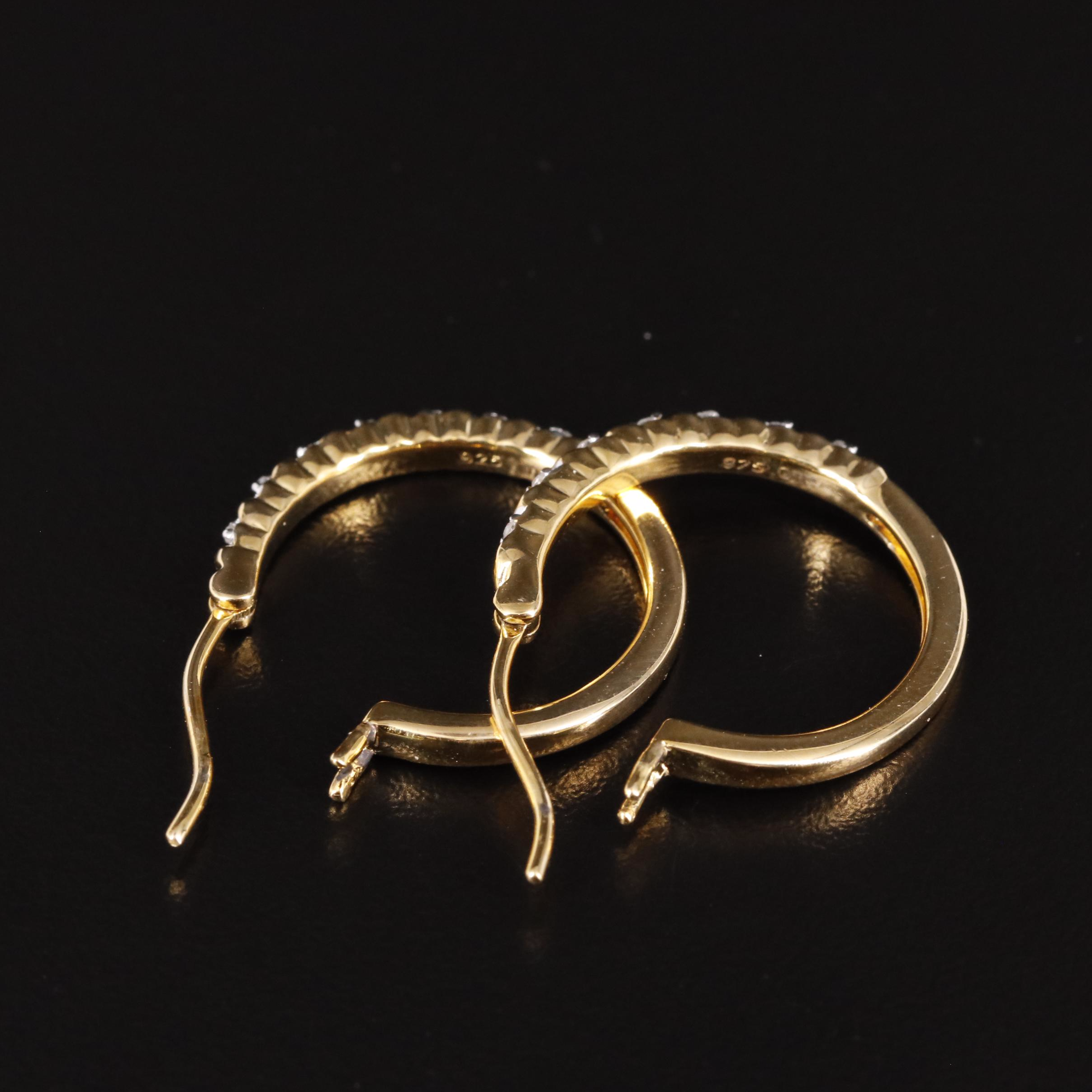 Sterling Diamond Hoop Earrings