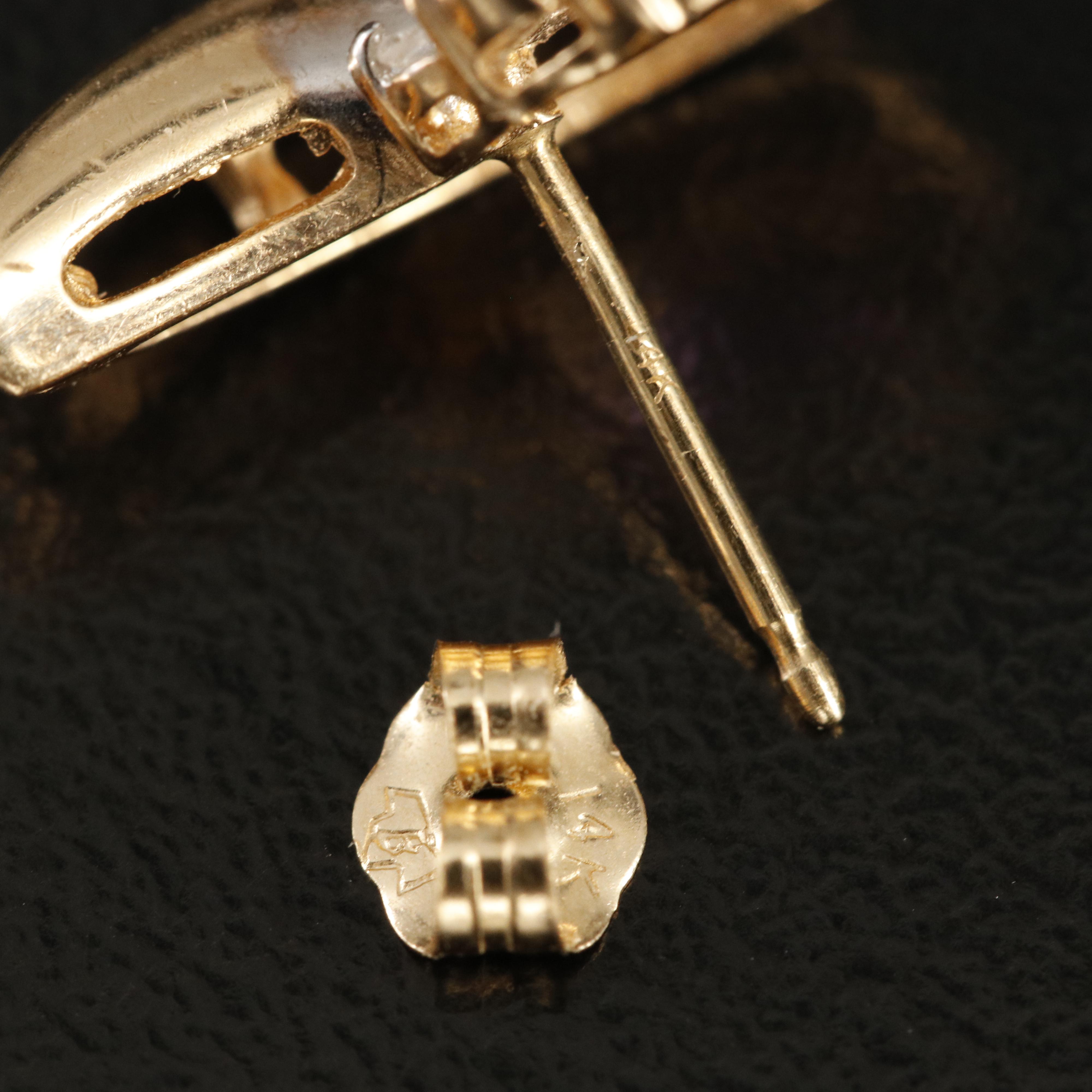 14K Amethyst and Diamond Stud Earrings