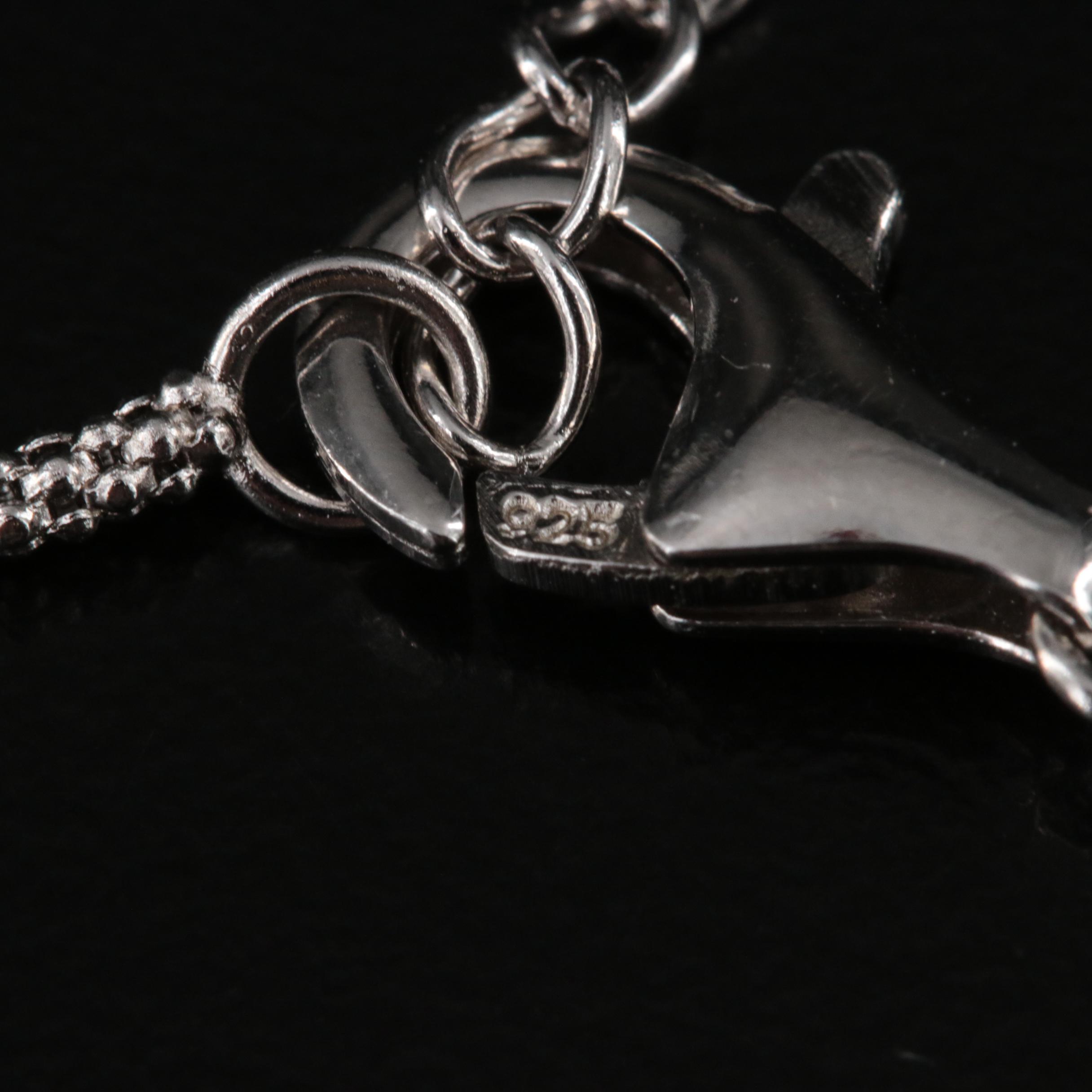 Sterling Garnet and Cubic Zirconia Necklace