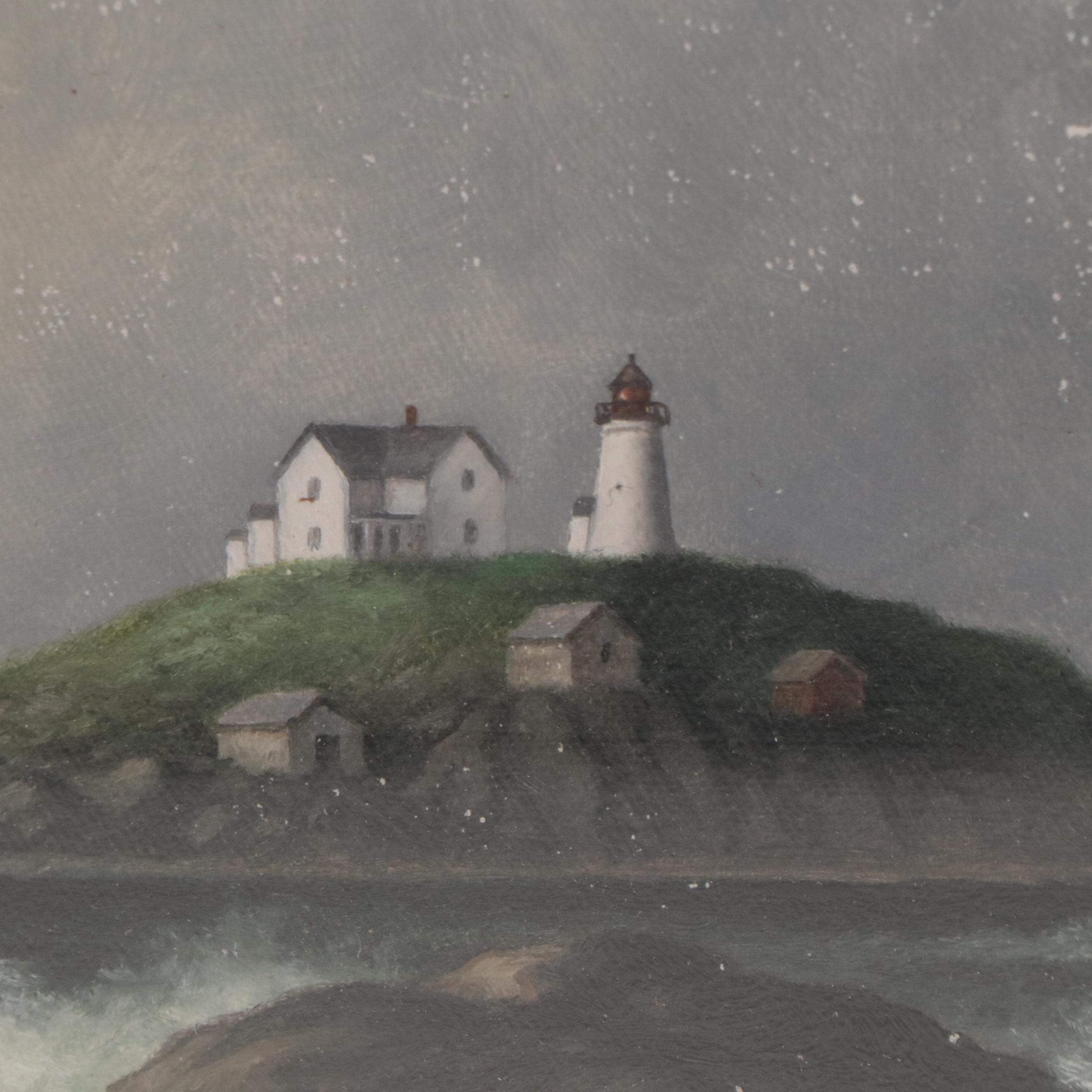 George McConnell Seascape Oil Painting With Lighthouse