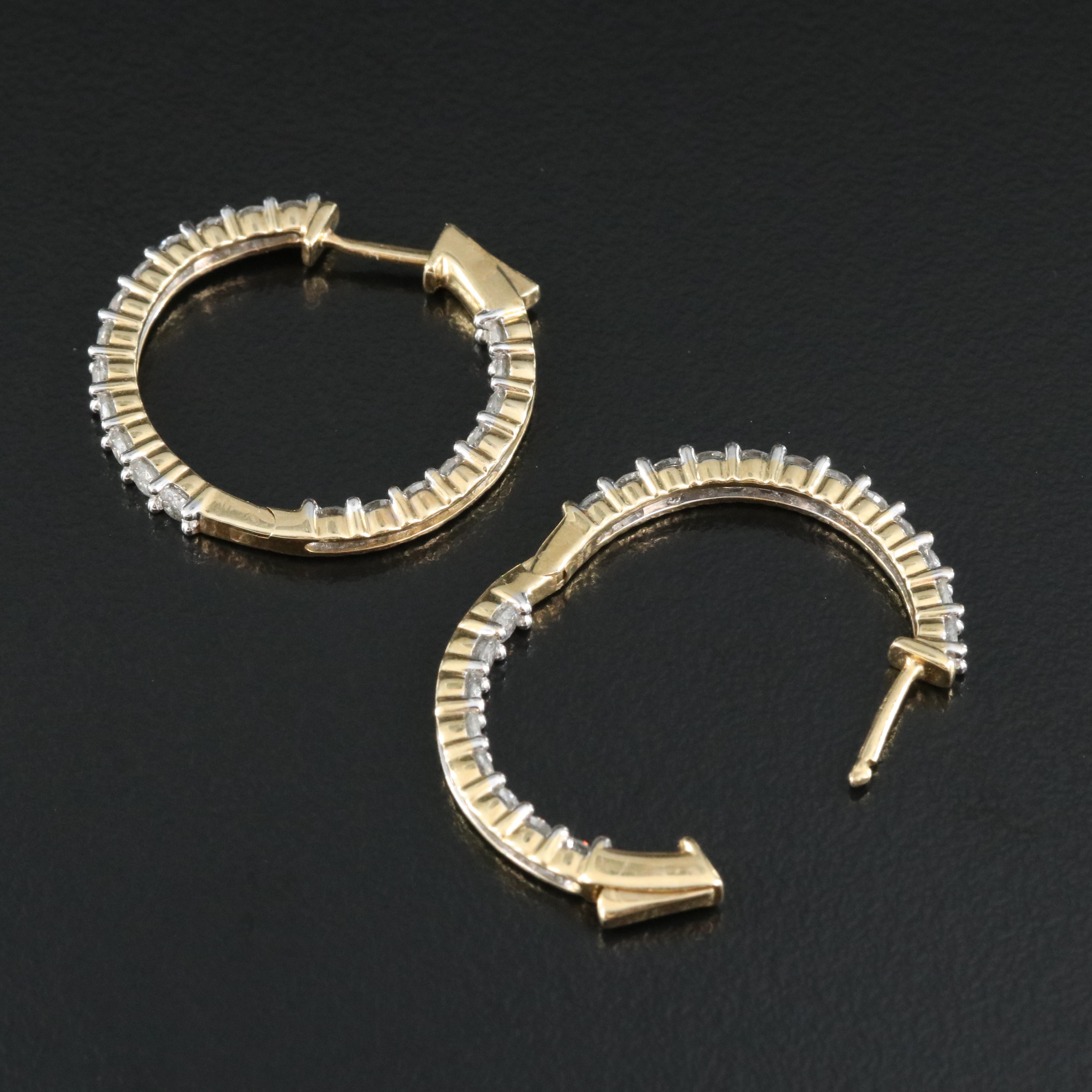 14K 2.00 CTW Diamond Inside-Out Hoop Earrings