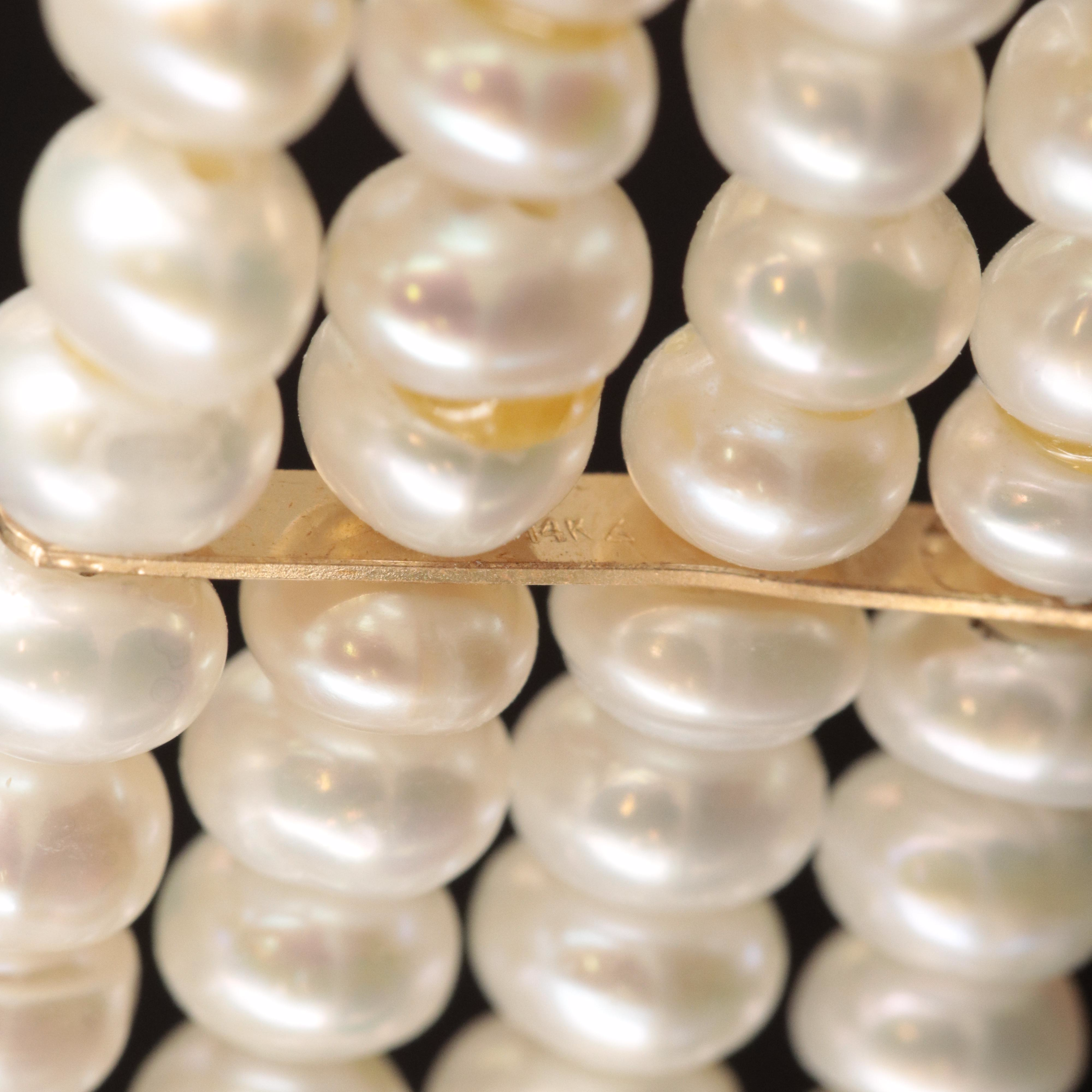 14K Button Pearl Collar Necklace