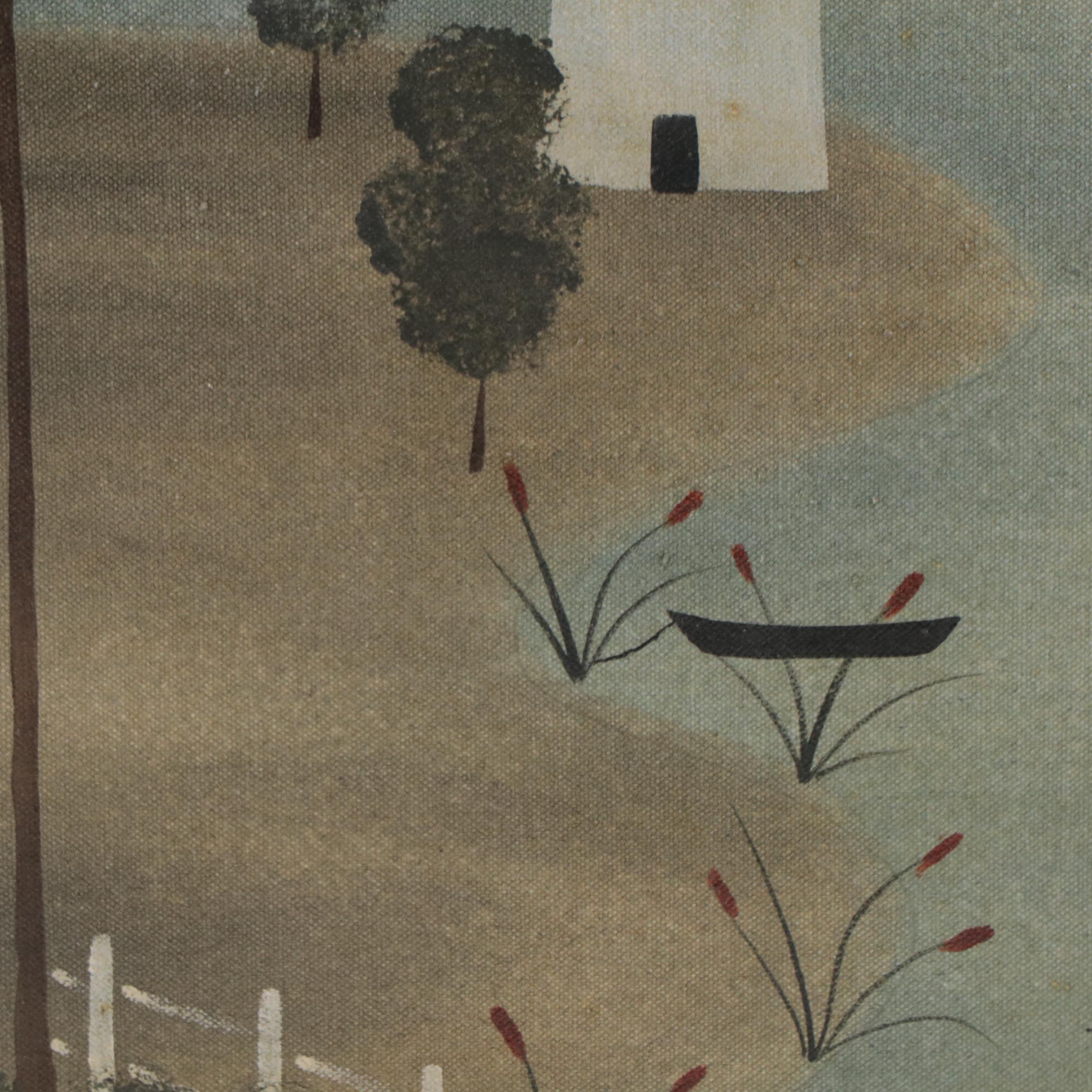 Hope Angier Folk Art Coastal Oil Painting