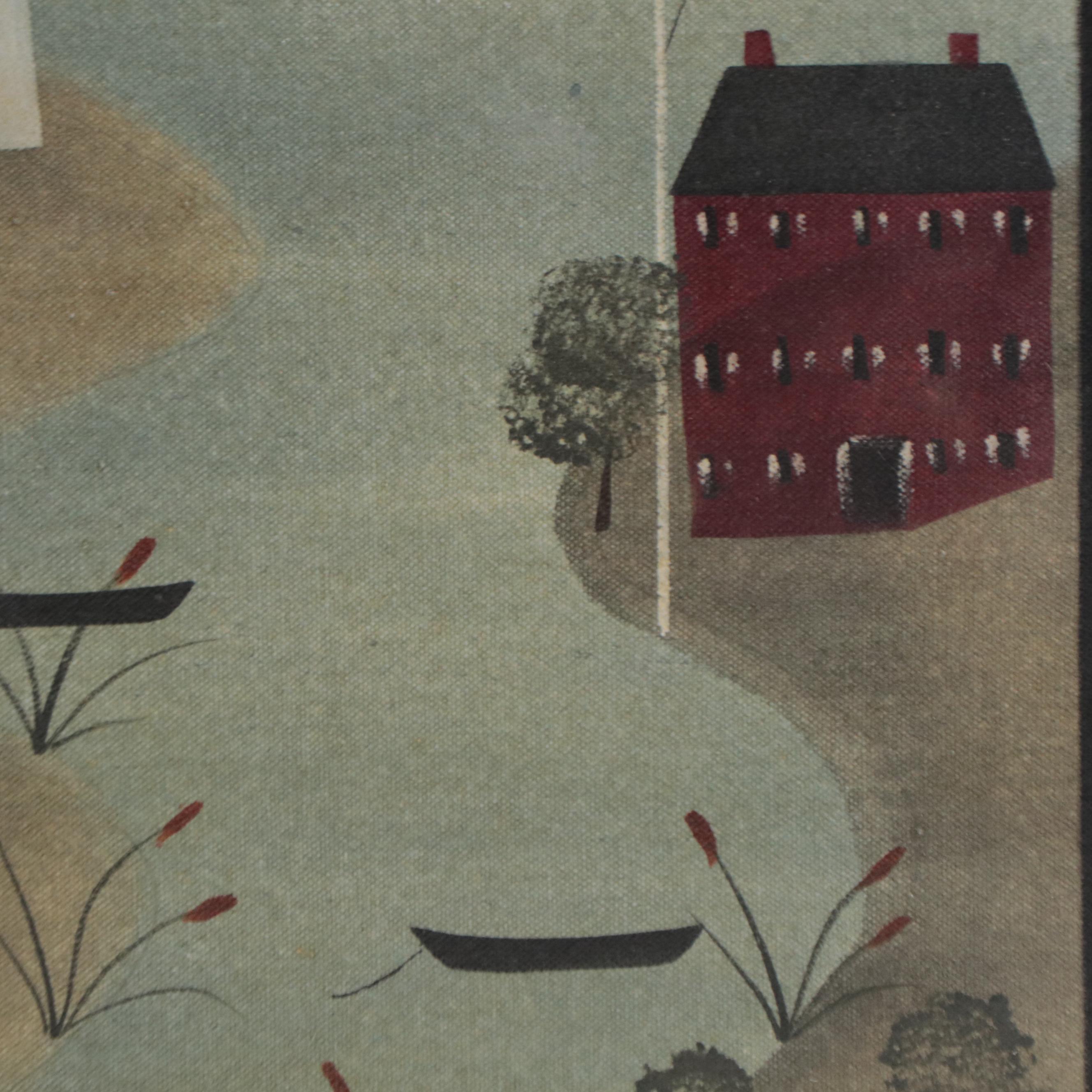 Hope Angier Folk Art Coastal Oil Painting